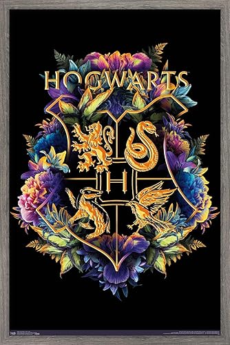 Trends International The Wizarding World: Harry Potter - Póster de pared con crestas florales de la casa, 14.725 x 22.375 pulgadas, versión