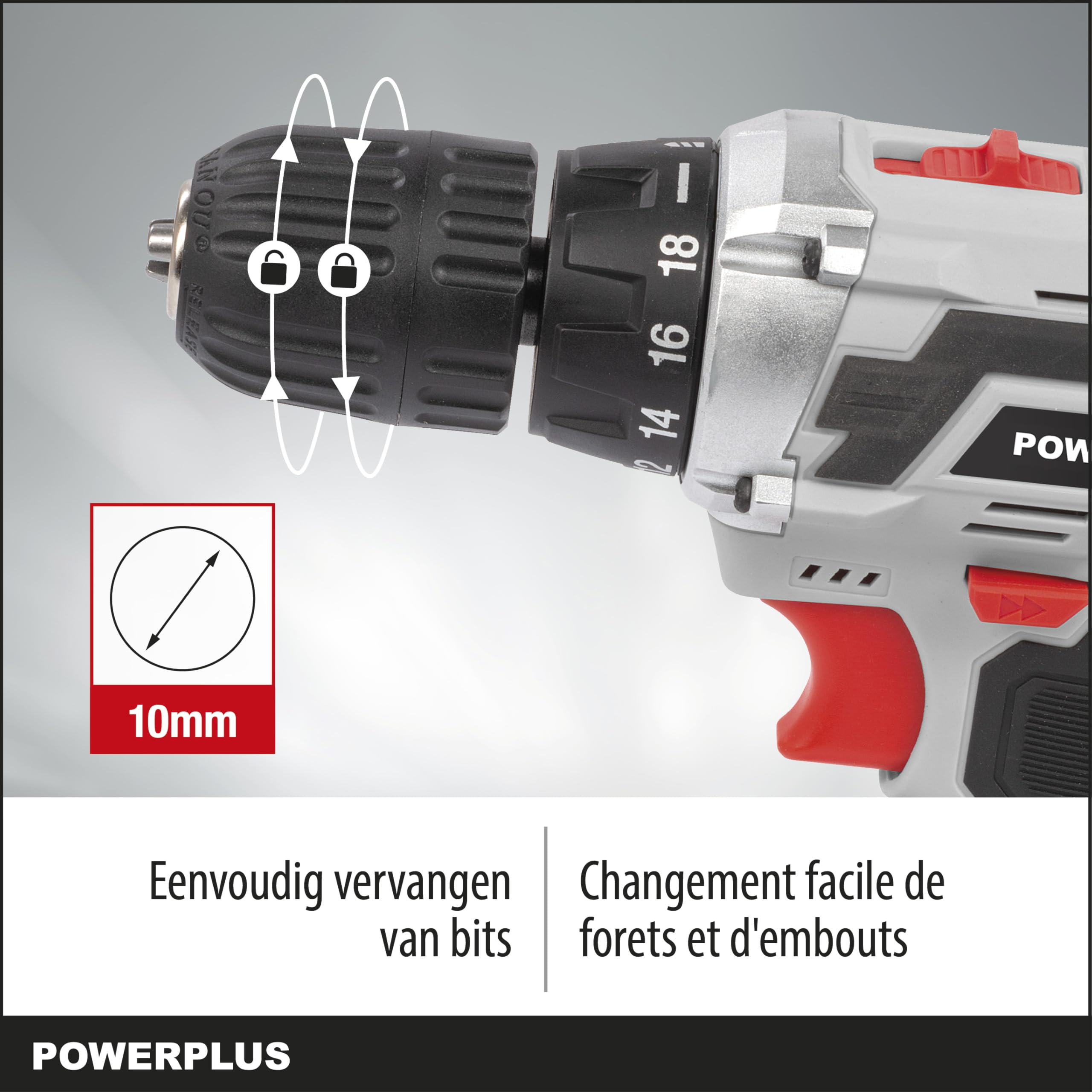 POWER plus POWC1071 - Trapano avvitatore, batteria 20 V Li-ion, colore grigio