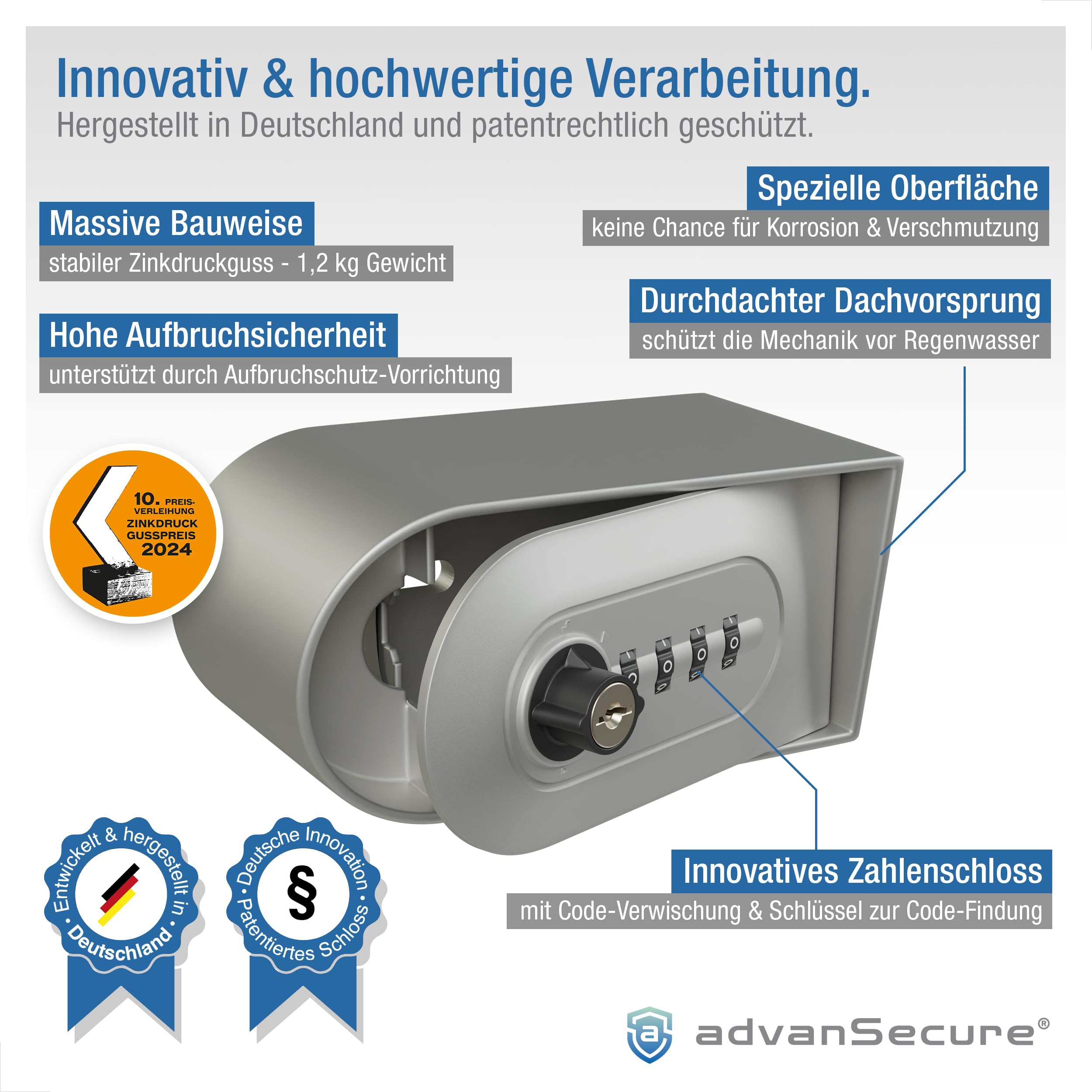 Schlüssel-Tresor M4 Design-Schlüsselsafe Spezialschloss deutsche Fertigung