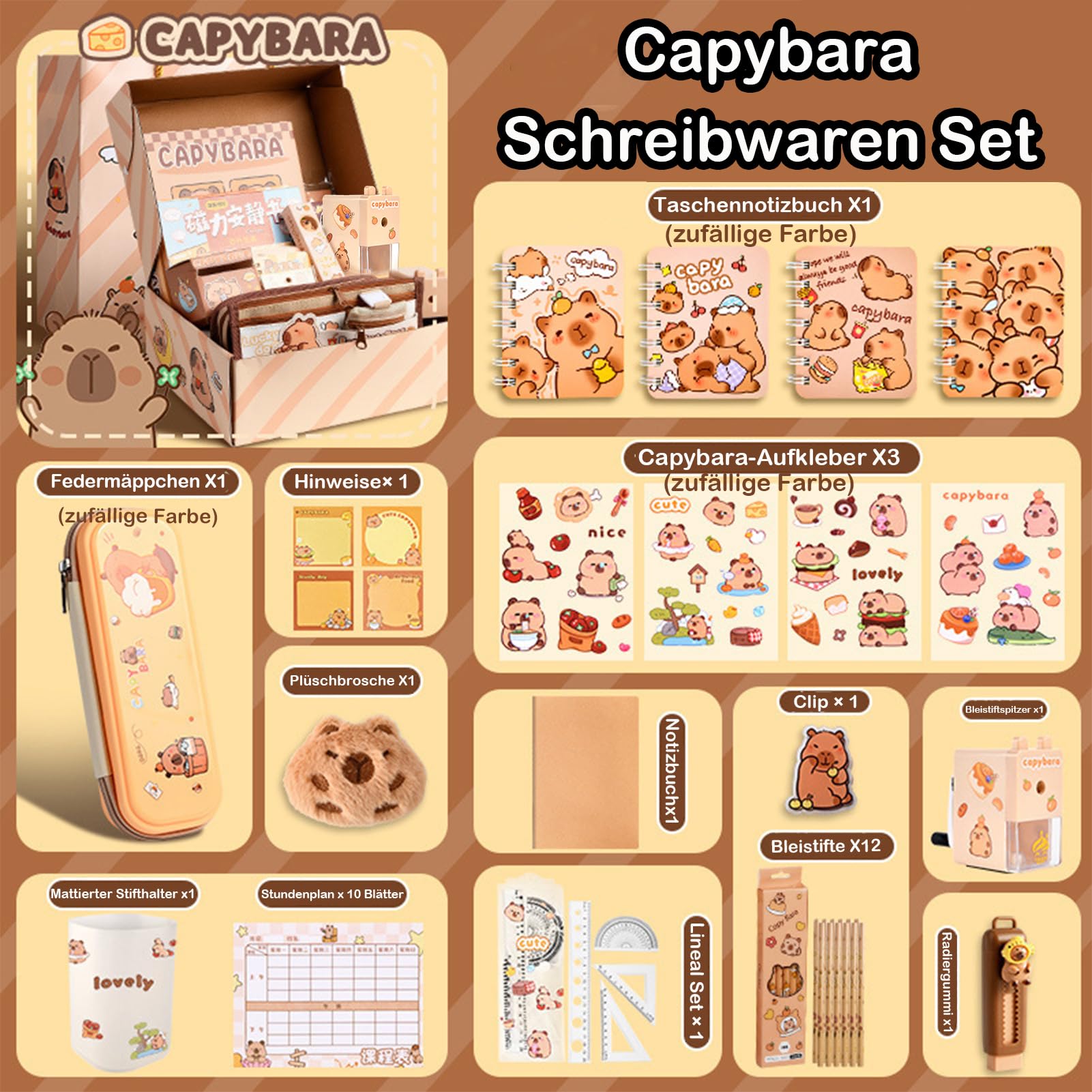 Capybara Multi-Layer Cute Pencil Case Set Pencil Case With Large