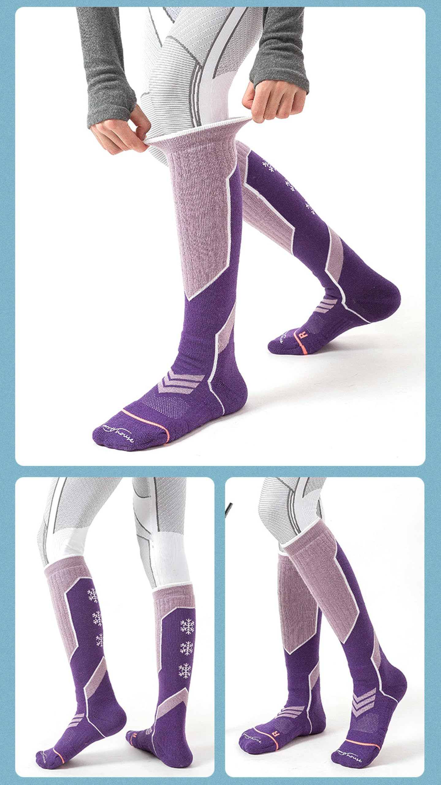 Chaussettes Chaussettes De Ski Chaude Épaisses À Haut Niveau pour Femmes Chaussettes De Sport-Vert