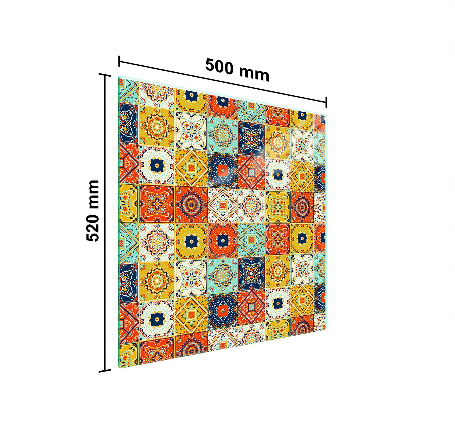 DarHuas Herdabdeckplatte 50x52 cm 1-teilig Ceranfeldabdeckung Induktion Herdschutz Spritzschutz Glasplatte Deko Schneidebrett, Mosaik Stück