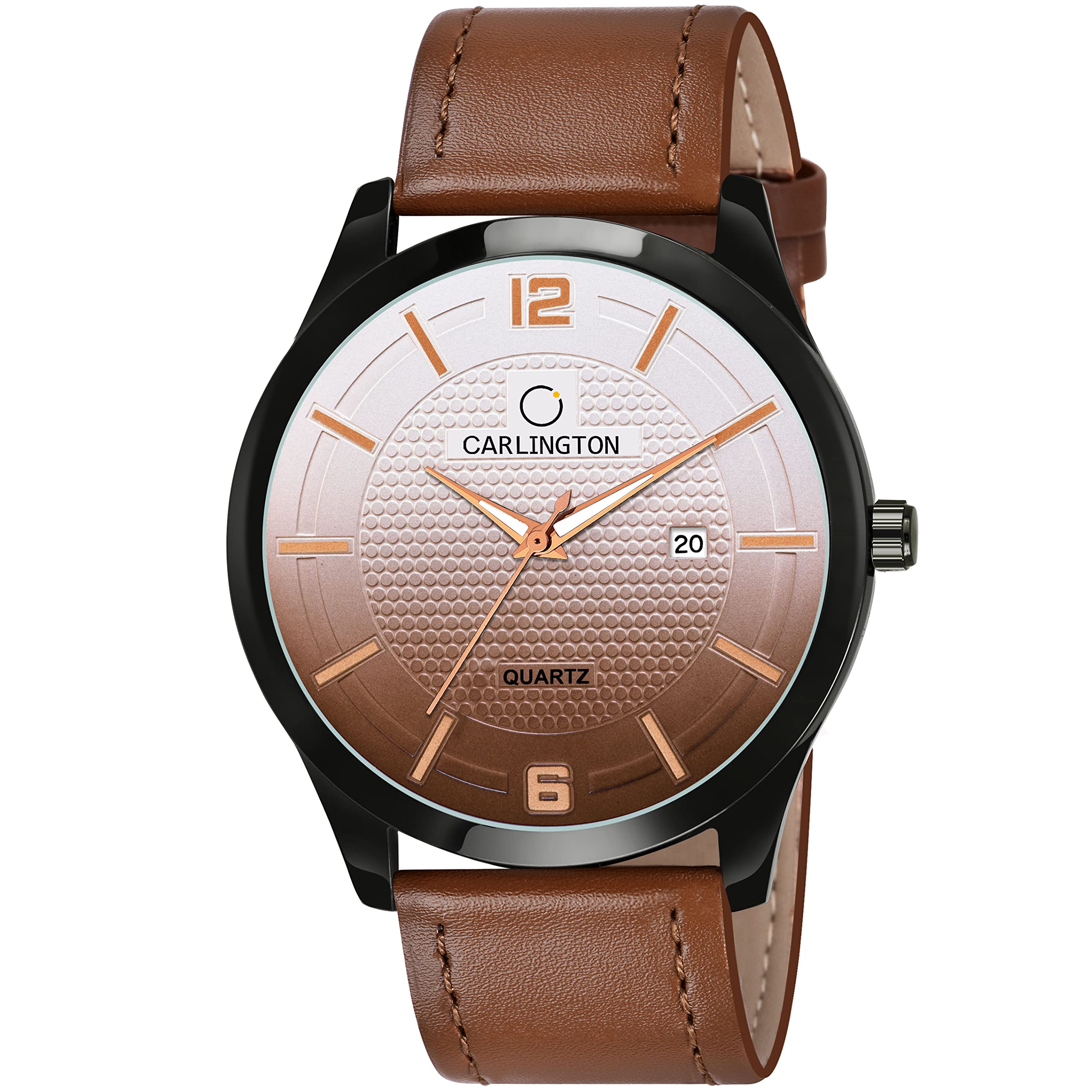 Carlington Analog Mens Wrist Watch with Leather Strap - CT 1010 Tan (B09J4WFQZ9) Amazon Price History, Amazon Price Tracker