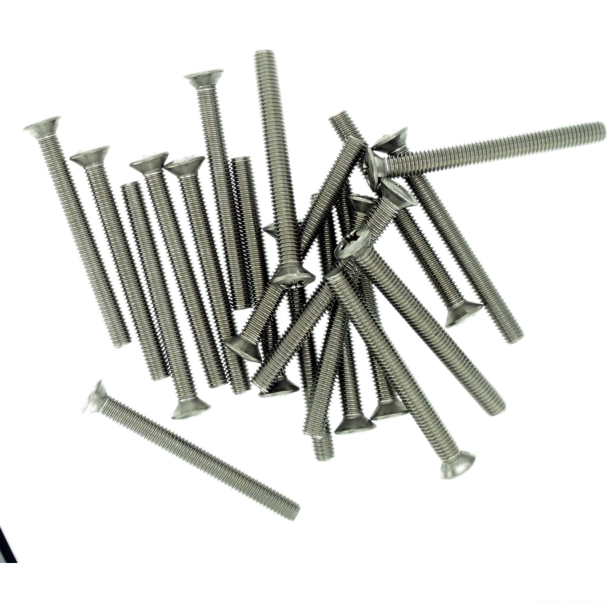 M2 (2mm x 30mm) Pozi Raised Countersunk Machine Screw (Bolt) - Stainless Steel (A2) (Pack of 20)