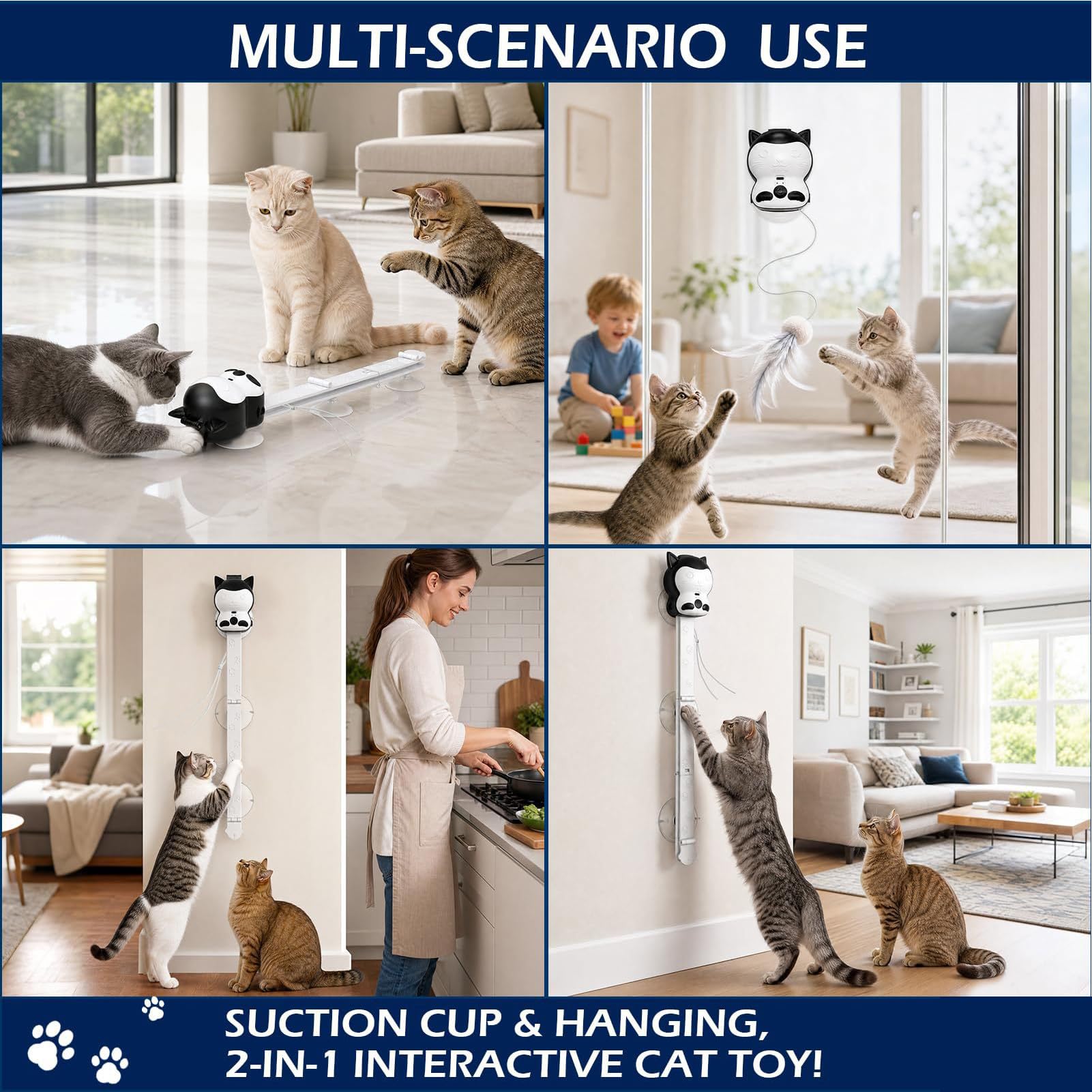 Jouet Interactif Automatique pour Chat, 2 Modes, Batterie 1200 MAh