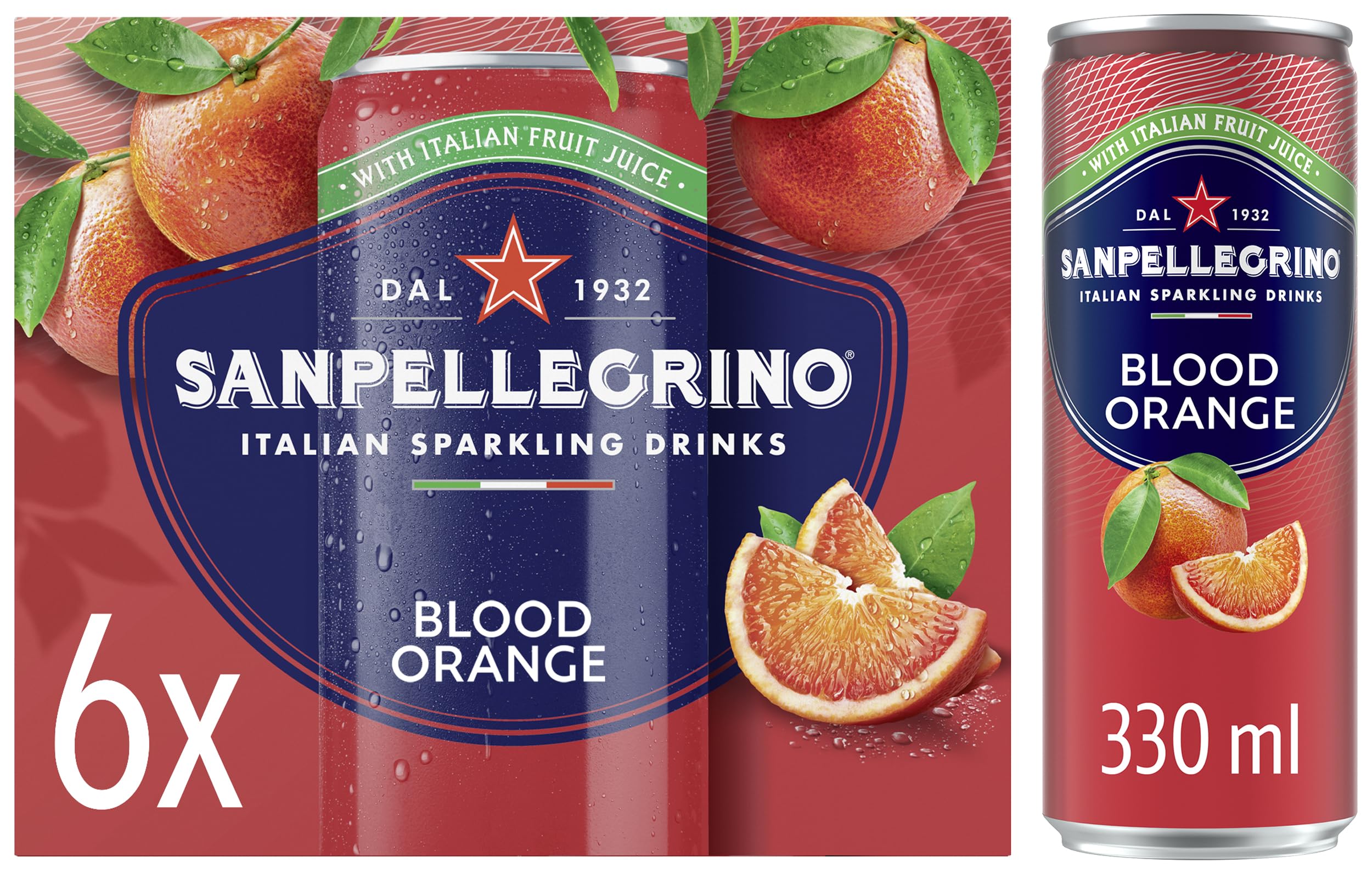 San Pellegrino Italian Sparkling Drinks Blood Orange Soft Drink 6x330ml