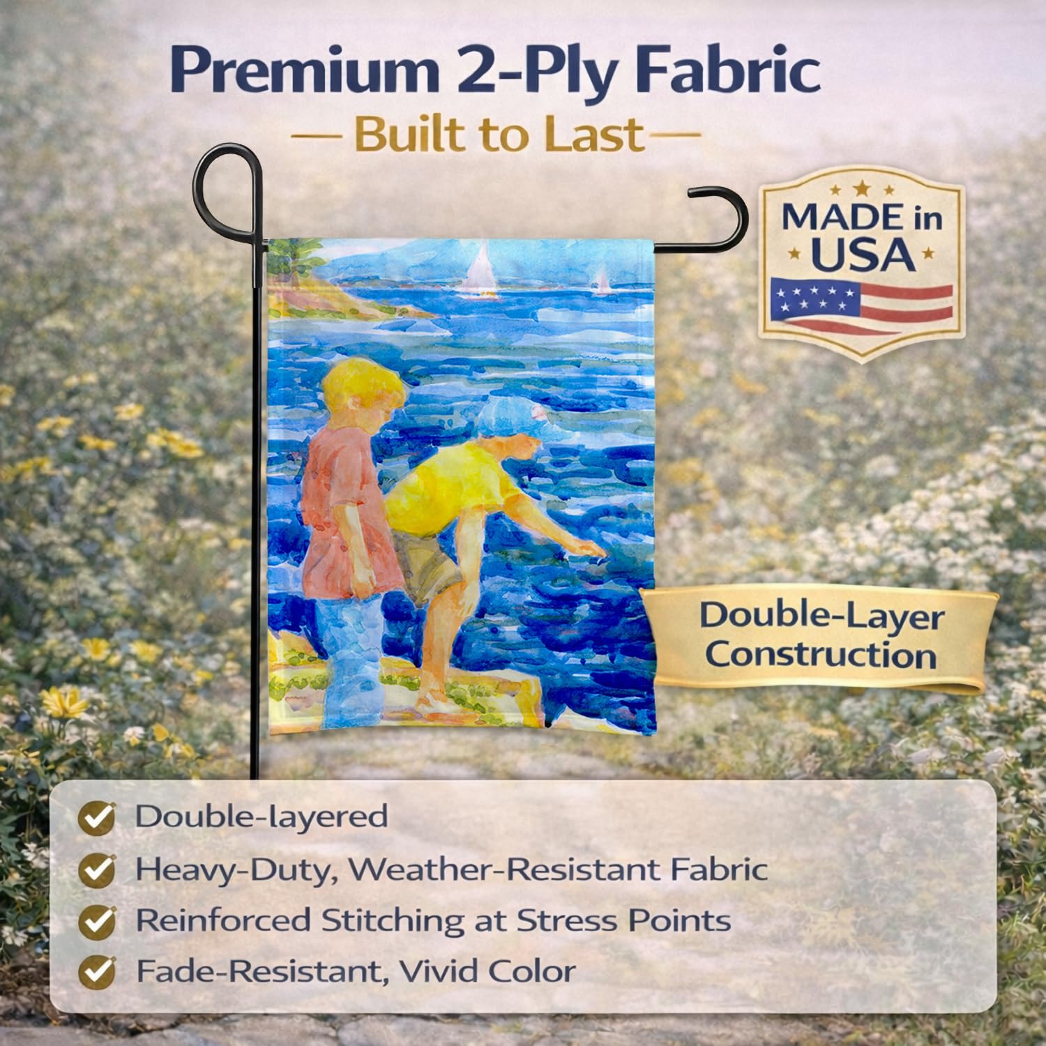Caroline's Treasures 6008GF The Boys at the lake or beach Flag Garden Size, Small, multicolor