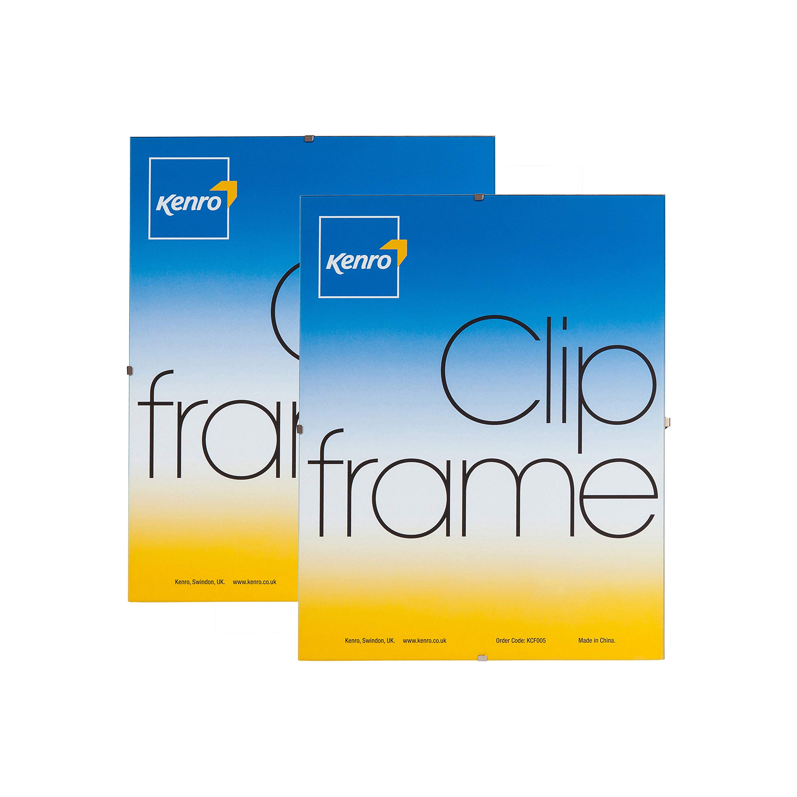 Kenro Box of 2 Clip Frame A4 / 21x29.7cm with Glass Front for Posters Certificates Drawings Illustrations - KCF006