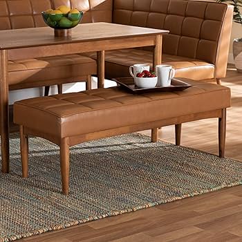 Amazon.com - Baxton Studio Sanford Mid-Century Dining Bench Tan