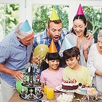 Vista 5 de Soporte para cupcakes de auto de carreras de 3 niveles con 24 adornos para tartas, decoraciones de fiesta de cumpleaños, temática de autos