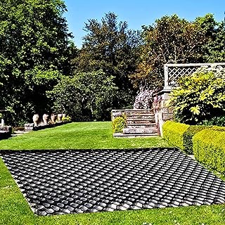 geo grid 2"Inch Geogrid Driveway, 3ft/ 6ft/ 10ft/ 16ft/ 20ft/ 26ft/ 30ft Geocell Grid, Geo Grid Gravel Stabilizer for Driveway Light Truck Parking Lots, Soil Ground Mud Control Grids with Drain Hole,
