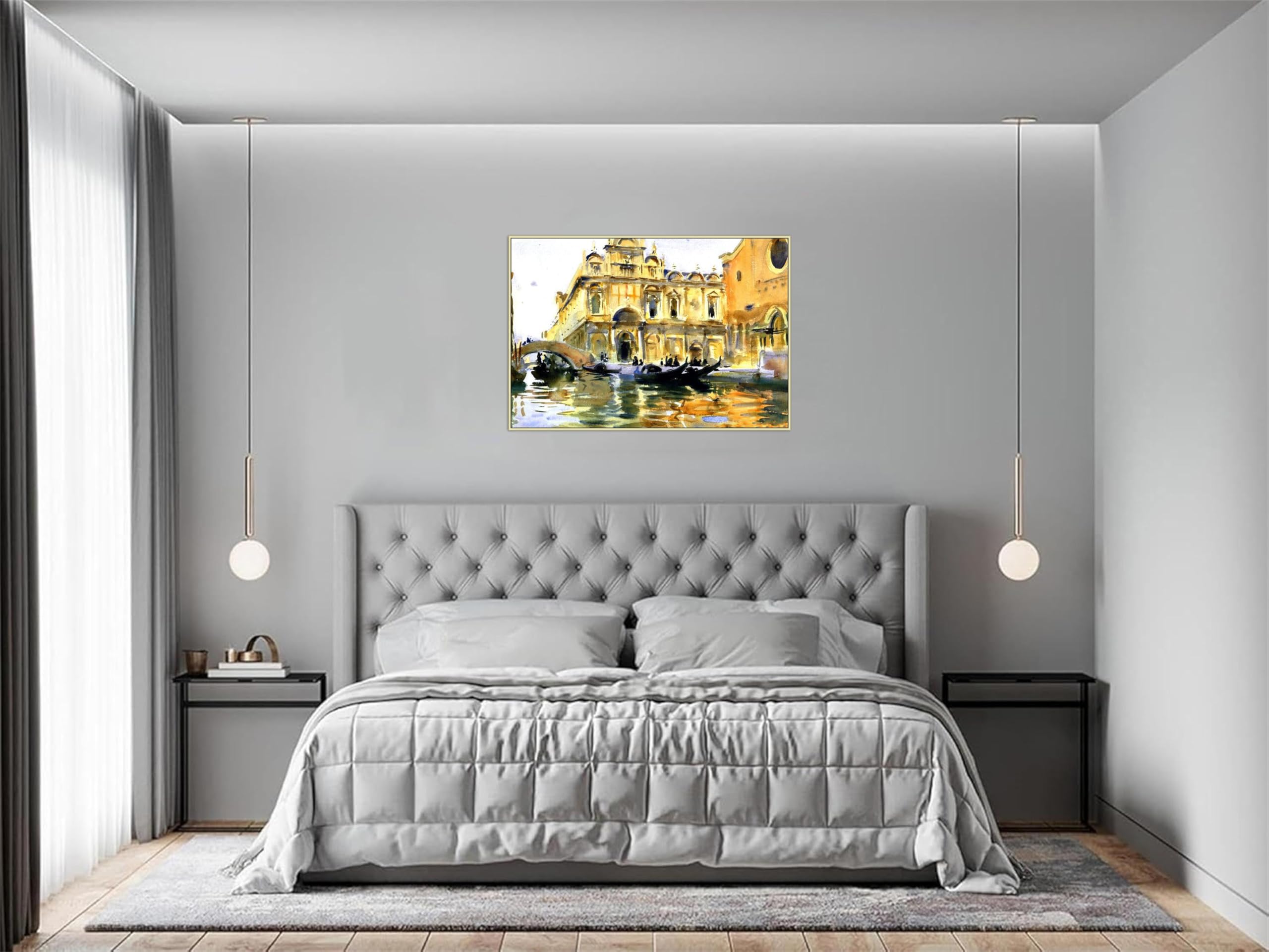 SDYSKKUG John Singer Sargent Quadri. Famosi Dipinto Stampa su Tela. Palazzo. Riproduzione Quadro Moderni Soggiorno 45x30cm Cornice Argento Champagne