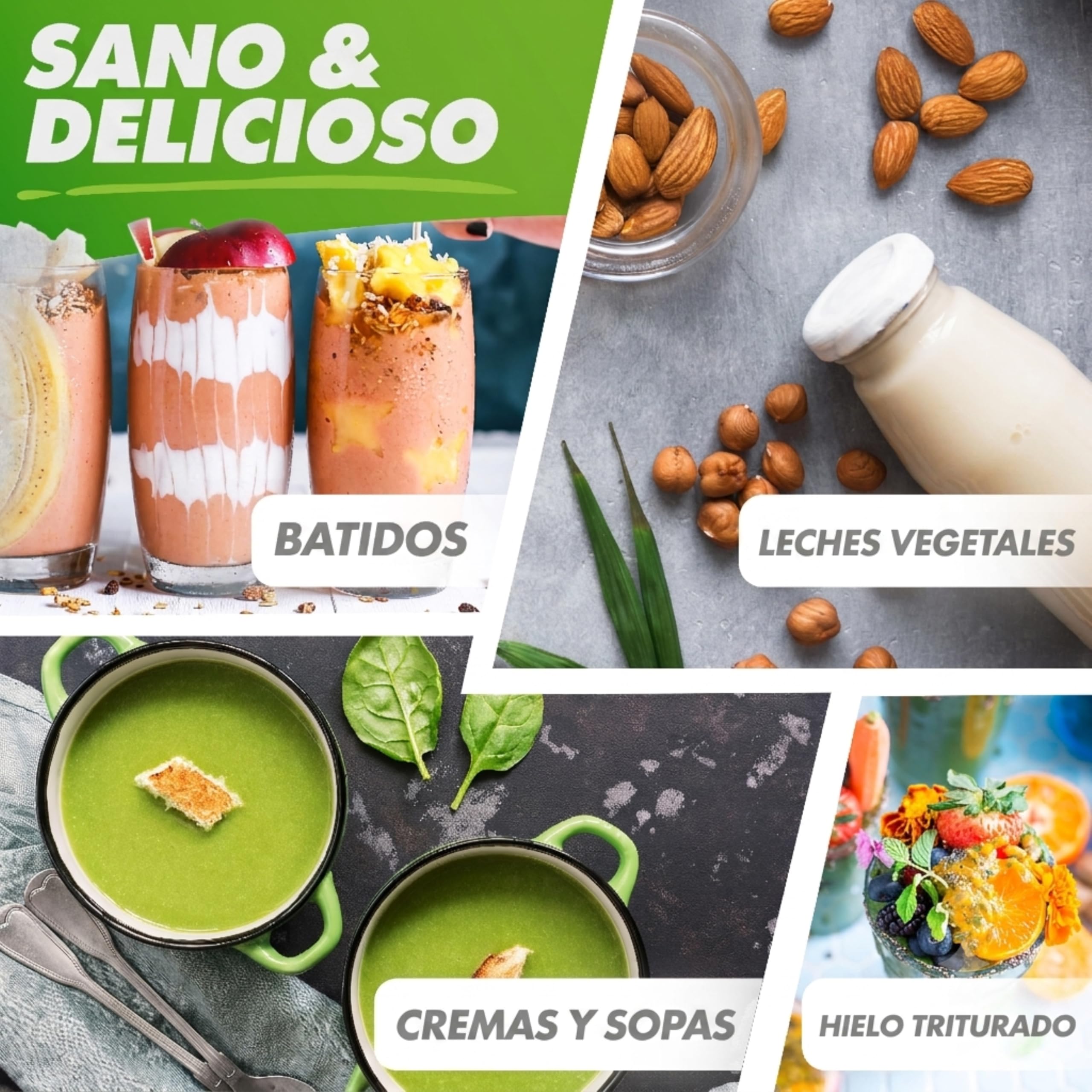 Nutrilovers Batidora de Vaso con Jarra de Cristal, 1300W, 1.3L, Sin BPA | Cristal