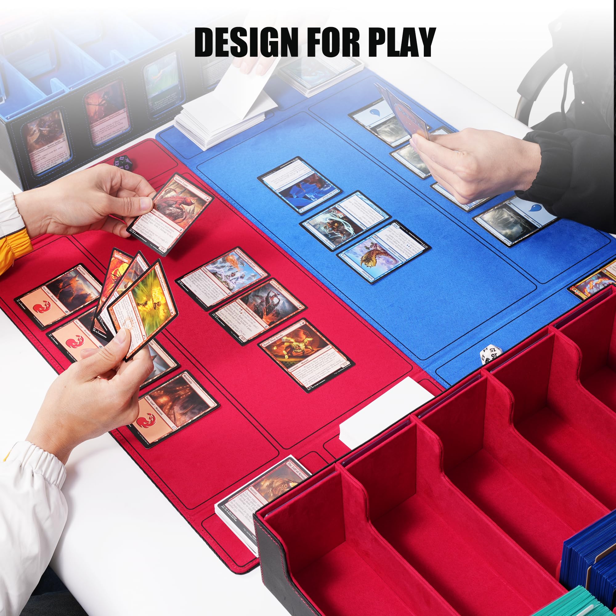 Caja de almacenamiento de tarjetas coleccionables con pantalla Commander, funda de 5 filas con tapa extraíble; caja de baraja de más de 3900 cartas para tarjetas deportivas MTG TCG, 5 cargadores