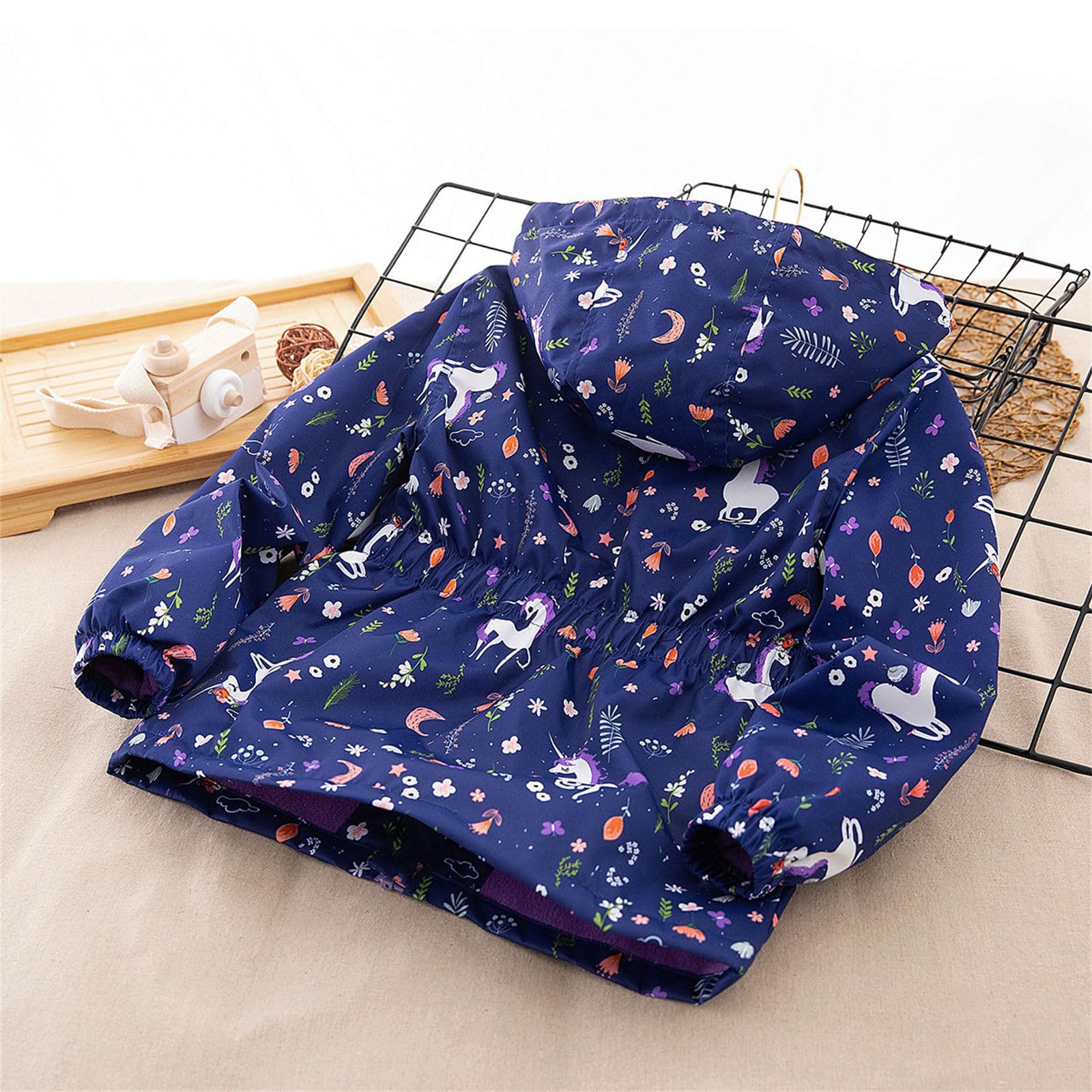Softshell Veste Fille Imperméable Veste de Pluie Polaire Enfant Hiver Déperlante et Coupe-vent Impression Blouson à Capuche