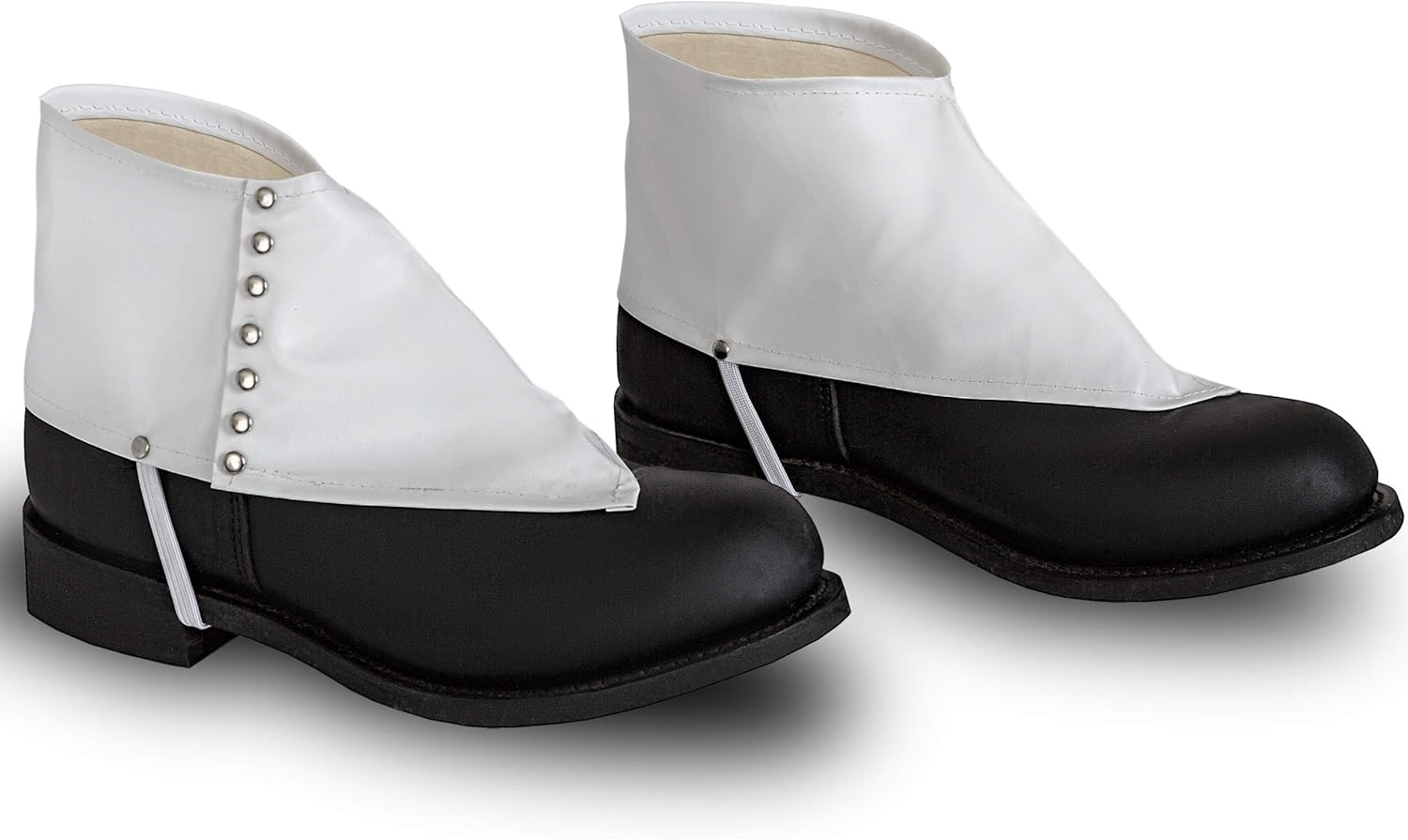 Skeleteen Costume White Gangster Spats - Roaring 20s Steampunk Dress Up Faux Leather Costume Shoe Cover White Spats with Silver Studs for Adults - Image 4