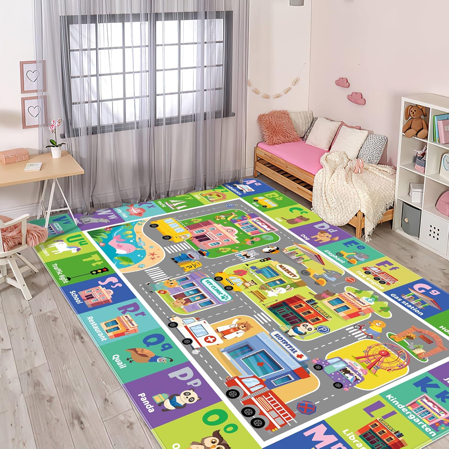LTKOUGFAM Baby Playmat for Floor, Soft Plush ABC Kids Play