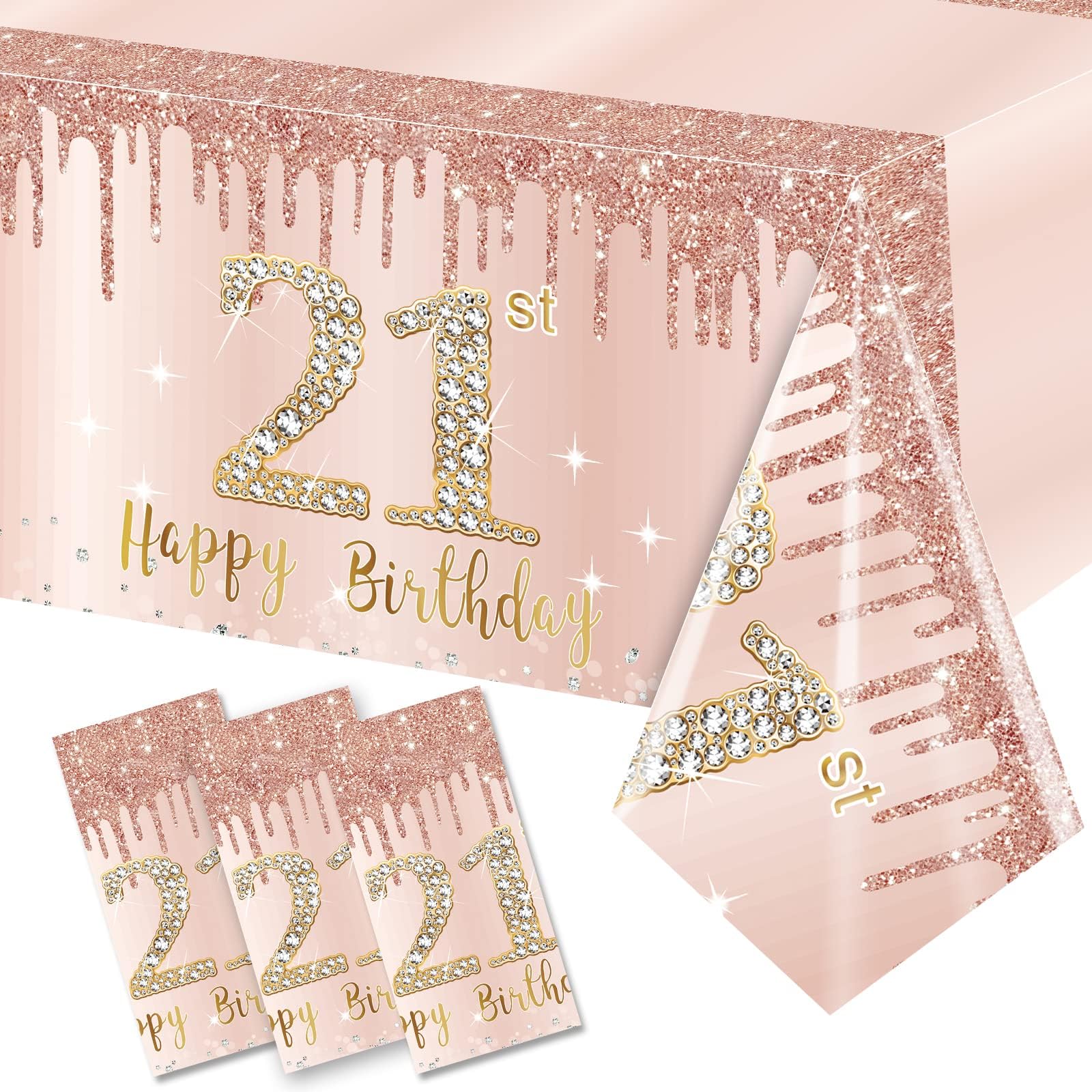 Excelloon 3 Pack 21st Birthday Tablecloth Decorations