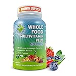Vegan Whole Food Daily Multivitamin Without Iron, Methylated Multivitamin for Women and Men, Made with Fruits & Vegetables, B-Complex, Probiotics, Enzymes, CoQ10, Omegas, Turmeric, Non-GMO, 90 Count