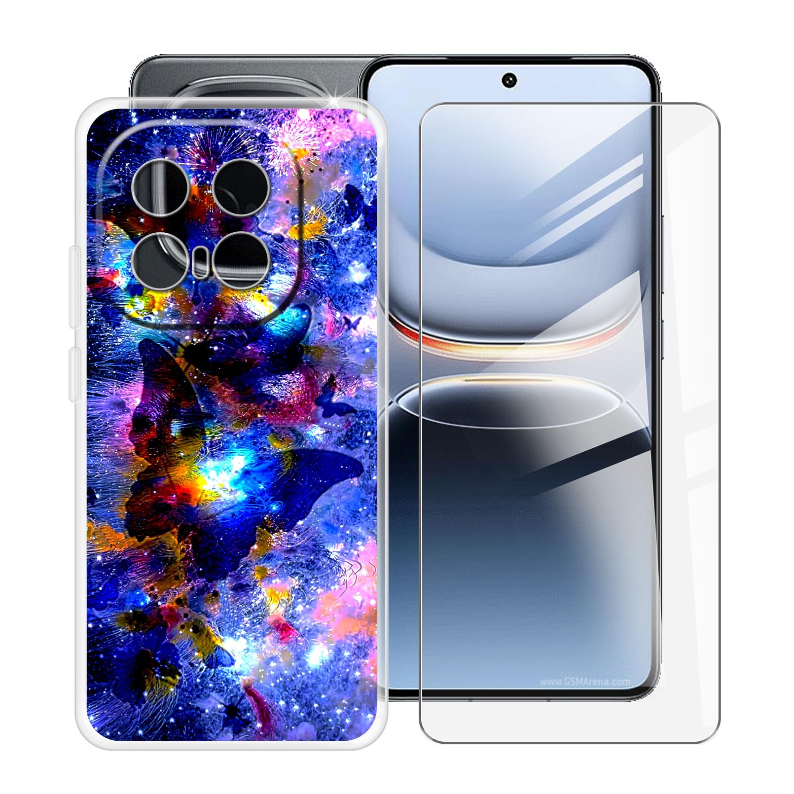 Clear Case for Vivo iQOO 13 (6.52") with 1 x Tempered Glass Screen Protector, Slim Soft TPU Shockproof X Anti-Scratch Phone Cover for Vivo iQOO 13 - XT146