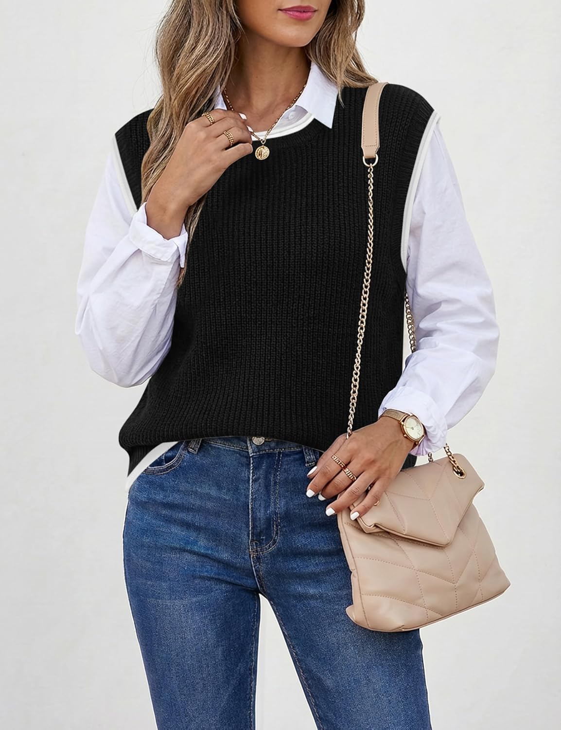 LaGracia Women's Sweater Vest Tops Pullover Tank Top Round Neck Cap Sleeve Lightweight 2026 Spring Summer Outfits - Image 5