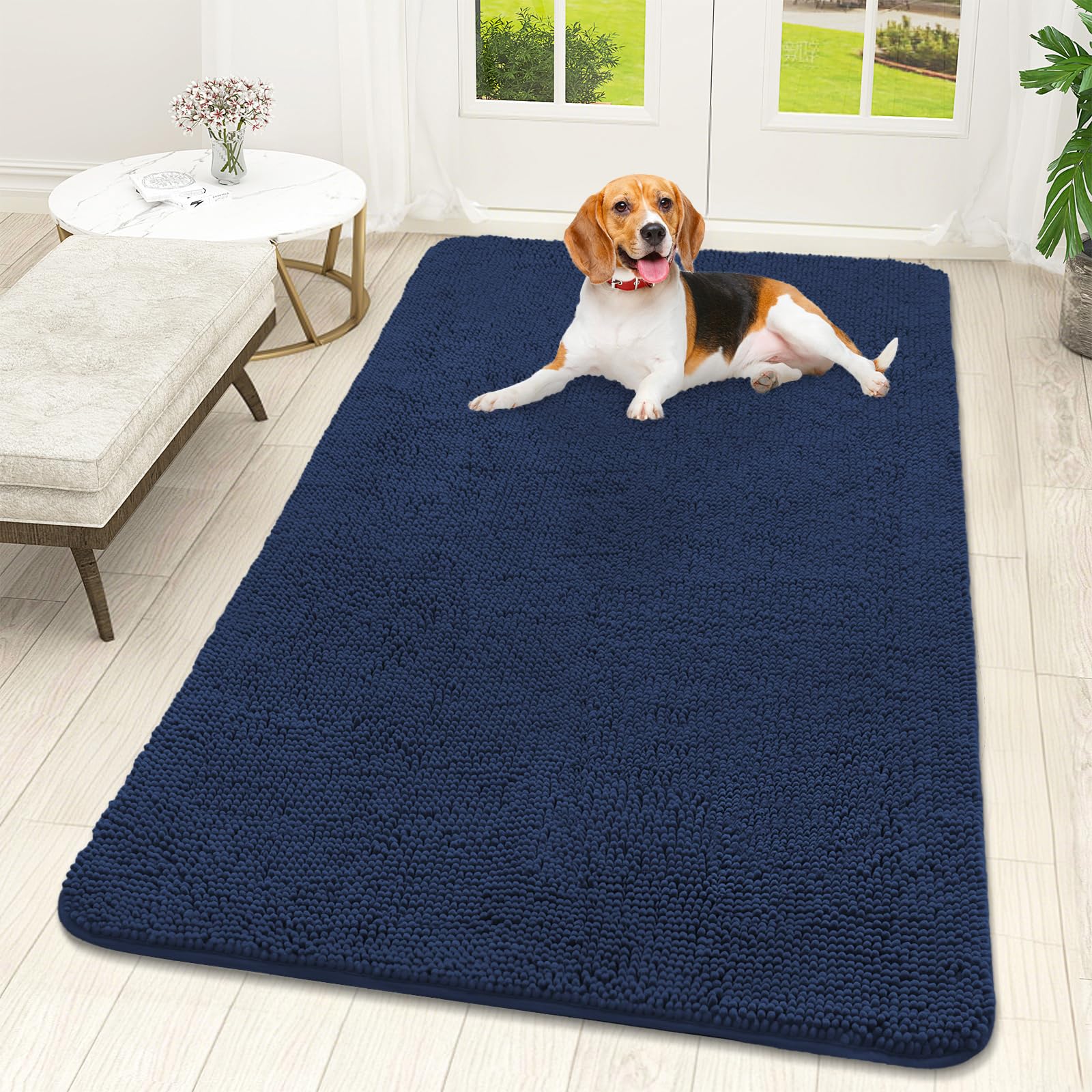 OLANLY Dog Door Mat for Muddy Paws 59x32, Super Absorbent Chenille Mud Mat