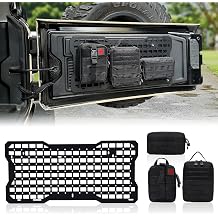 Z8 Wrangler Tailgate Tactical Panel with 3 Pouch,JK/JL Rear Door Cargo Organizer Kit Compatible with Jeep Wrangler 2007-2018 JK JKU & 2018-2025 JL JLU Aluminum Alloy