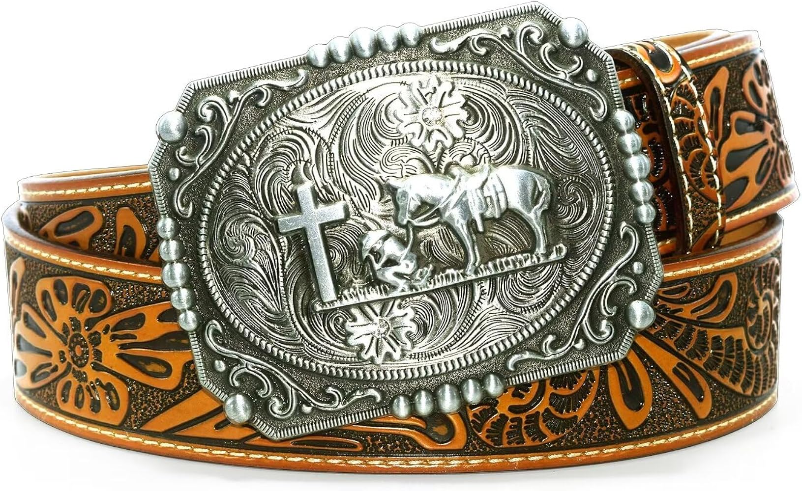 Amazon.com: Moranse Belts With Religion Cross Kneeling Prayer