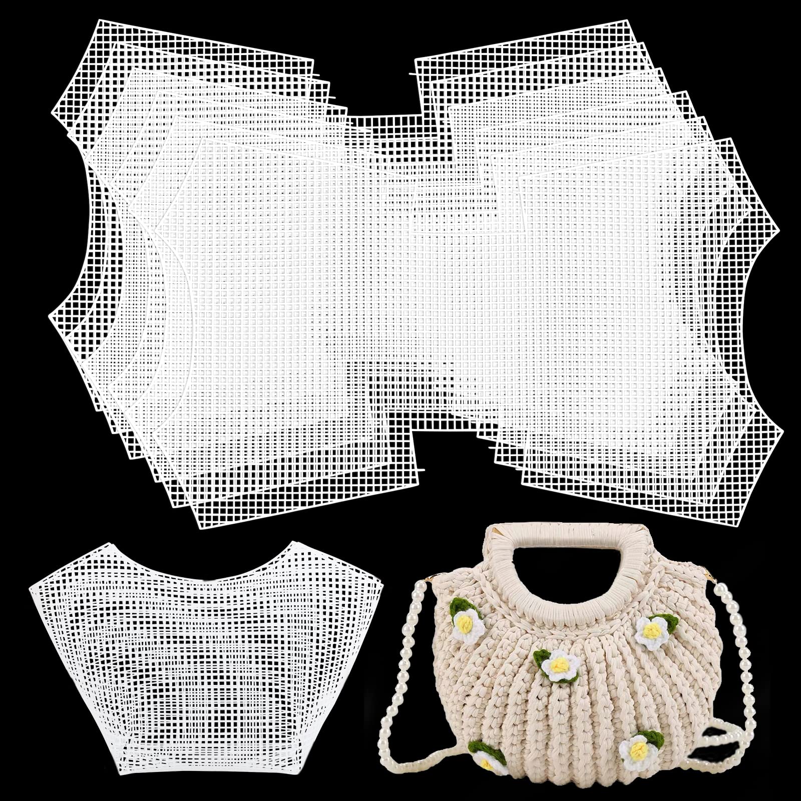 WADORN 6 Set di Fogli di Tela di Plastica Trasparente per Ricamo, Fogli di Tela Vuoti per Ricamo, per Realizzare Borse Kit Punto Croce per Borse Fai-da-Te per Progetti Acrilici all'Uncinetto,51x32.1cm