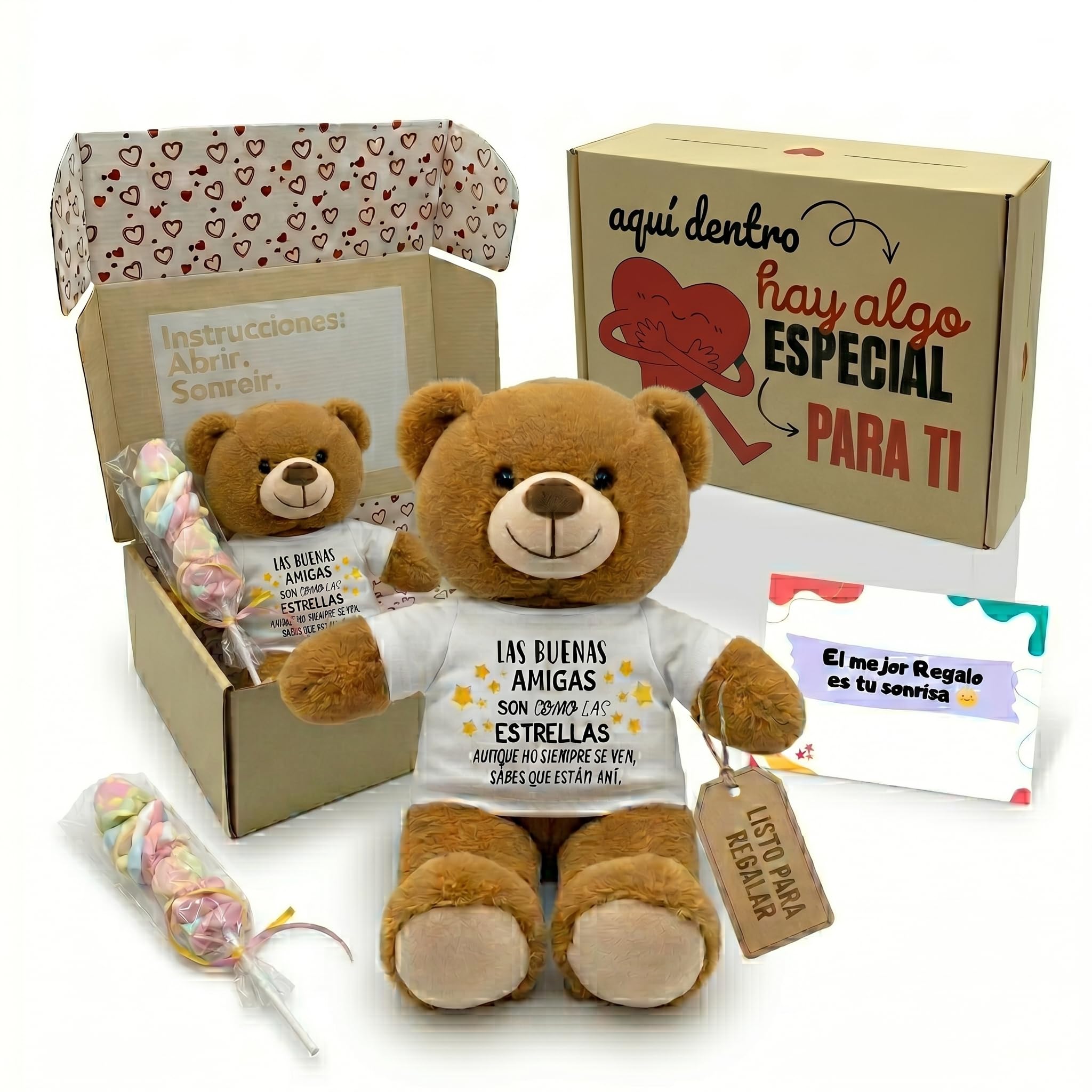 Peluchilandia Regalos Originales para Mujer y Amigas - Osito de Peluche con Mensaje Corazón en Caja Regalo - Detalle para Cumpleaños, Enamorados o Día de la Madre (MARRÓN) — view 11