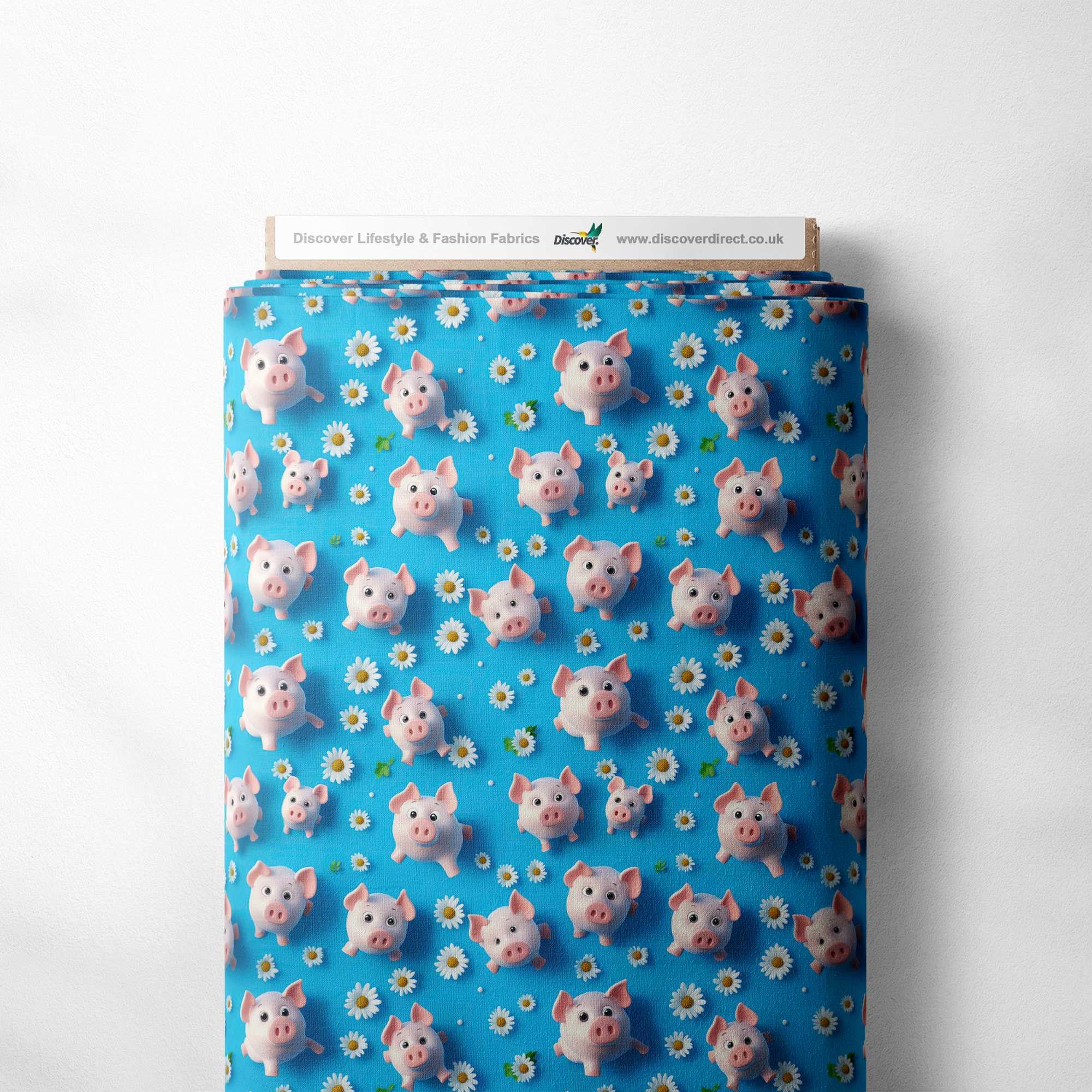 100% Cotton 3D Digital Effect Printed Visual Pattern Novelty Quilting Craft Dress Quality Sewing Fabric Material | 40 Designs | 55" - 140 cm Wide (per Metre, Piggies)