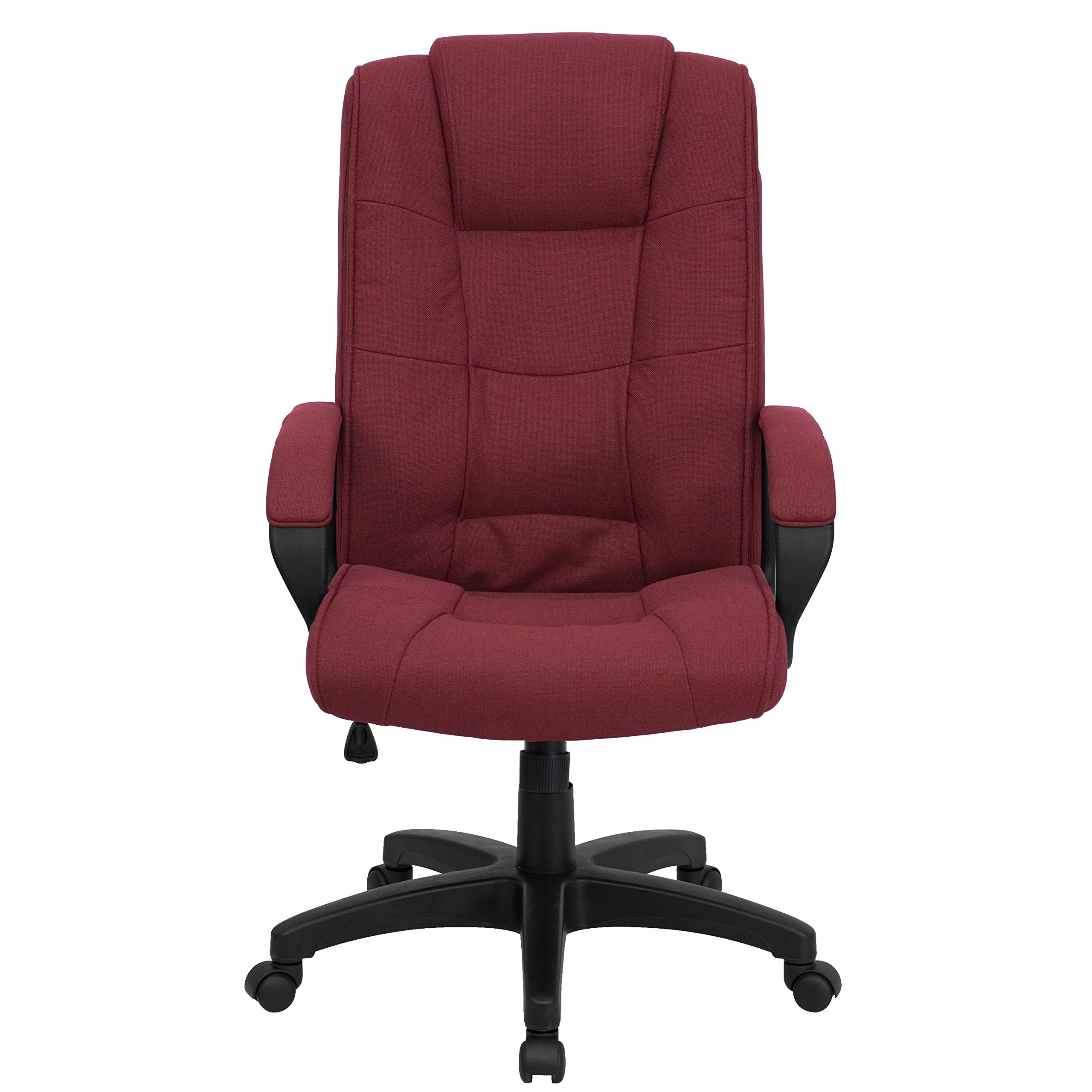 Flash Furniture Chaise de Bureau pivotante exécutive Jessica à Dossier Haut en Tissu Bordeaux avec accoudoirs