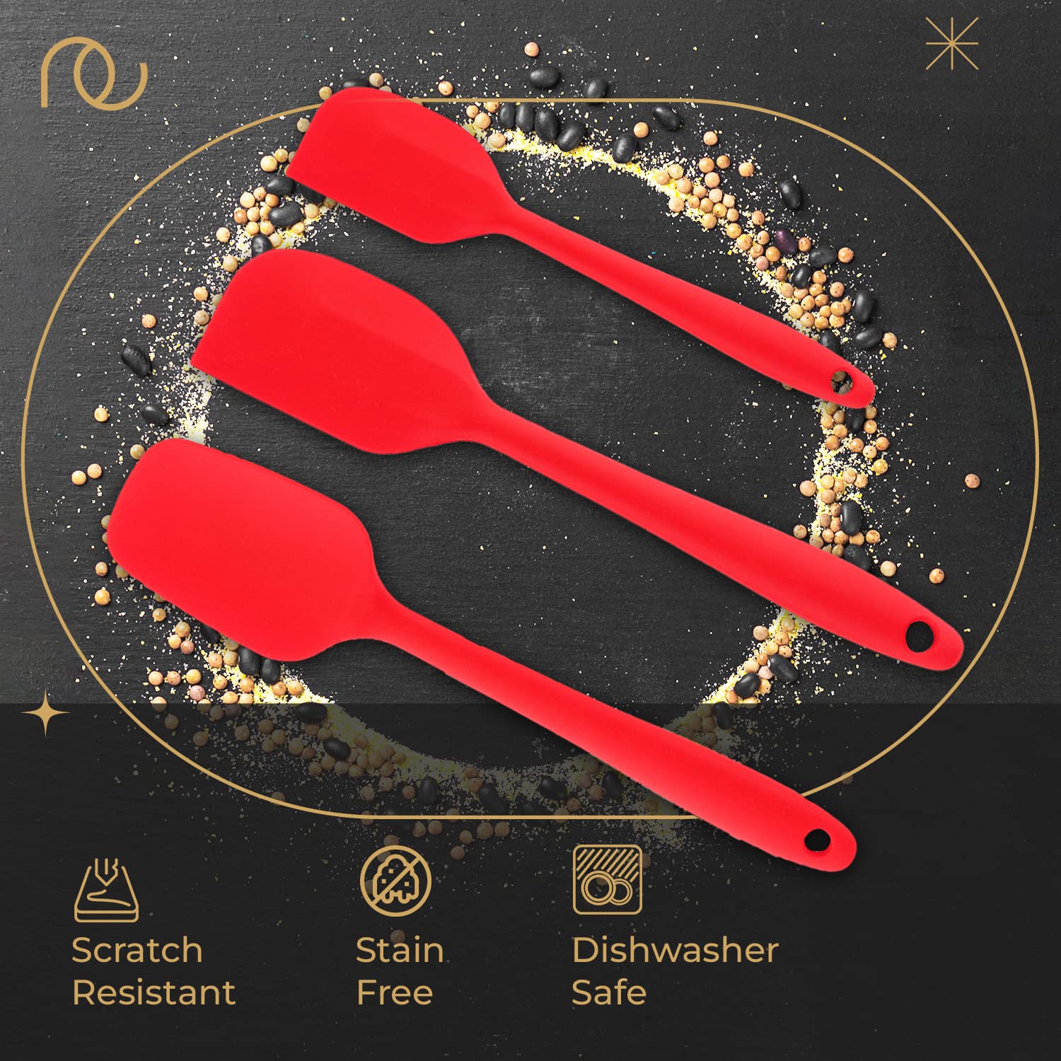 Frenchware Non-Stick Premium Silicone Spatula for Cooking, Baking & Mixing| Heat-Resistant up to 230°C| Food-Grade & BPA-Free | Dishwasher Safe | FDA Approved (Set of 3 - Spatulas) 4