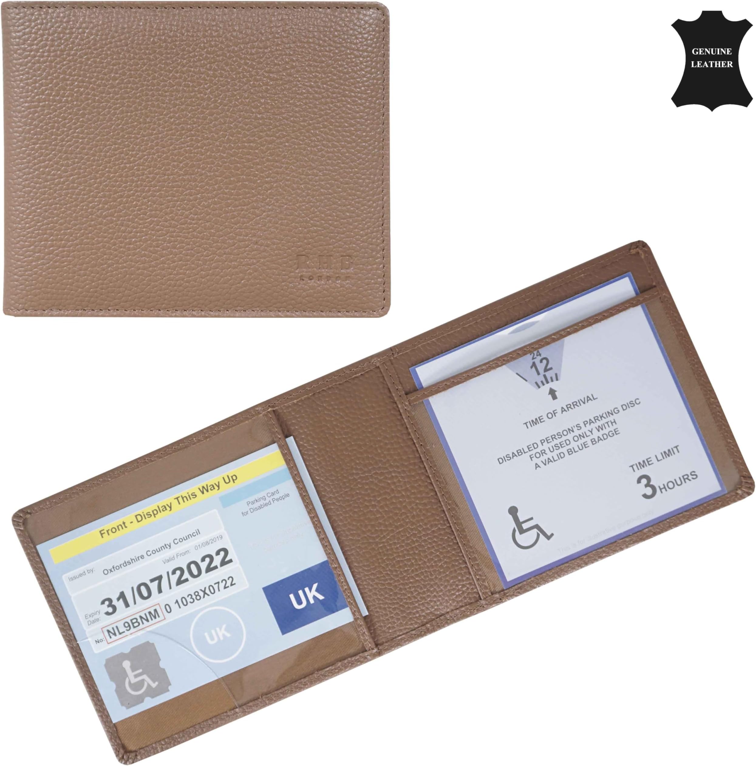 RHB Genuine Leather Disabled Blue Badge Holder with Timer Wallet ...