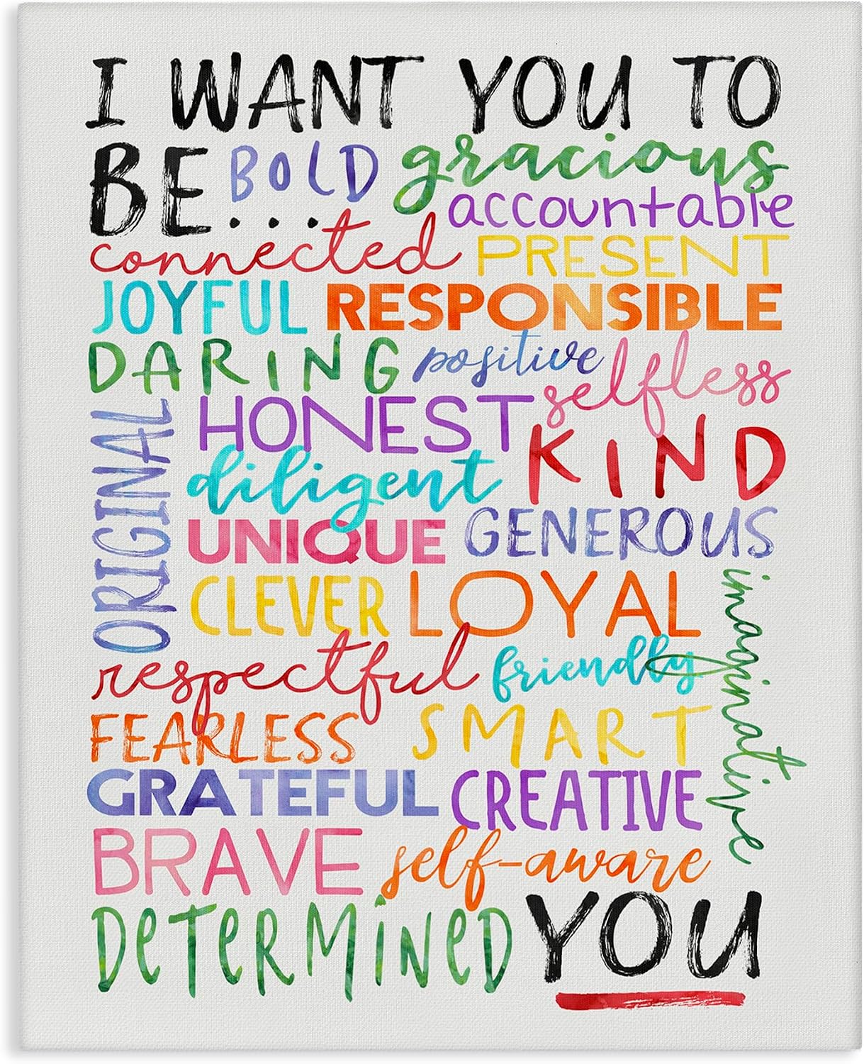 Inspirational Phrases Anime Cartoon, 16 x 20 Inch Canvas Wall Art