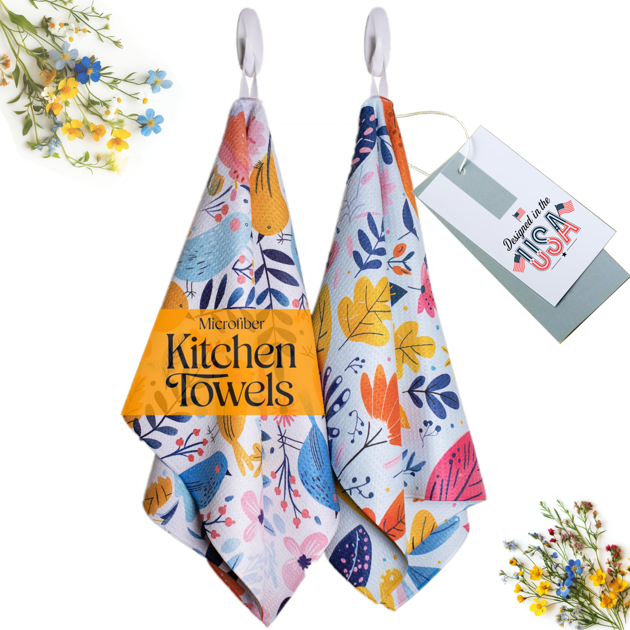 Paños de cocina decorativos, bonitos paños de cocina, paños de cocina de gofre, paños de cocina de gofre para cocina, toalla de cocina con lazo para colgar, toallas de cocina de arte popular, toallas