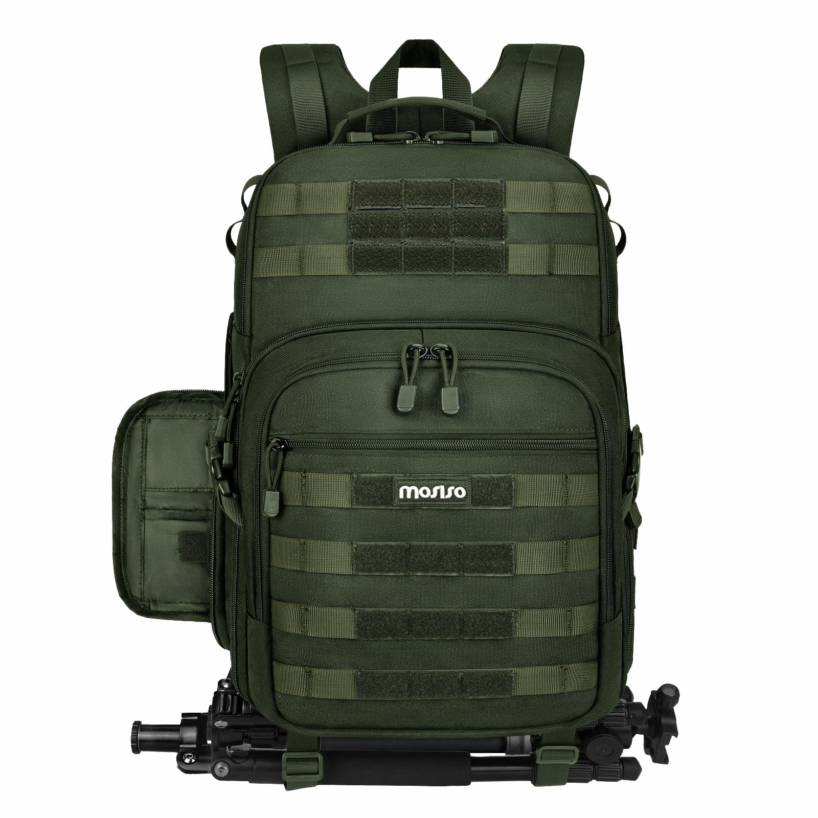 backpack per fotografia con compartimento laptop e tripod in verde militare