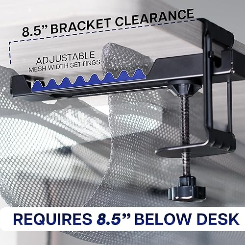Miniatura 4 de VIVO Organizador de Cables de Malla de 44 Pulgadas sin Taladro con Abrazadera Debajo del Escritorio, Organizador de Alambres, Ajustable para Oficina