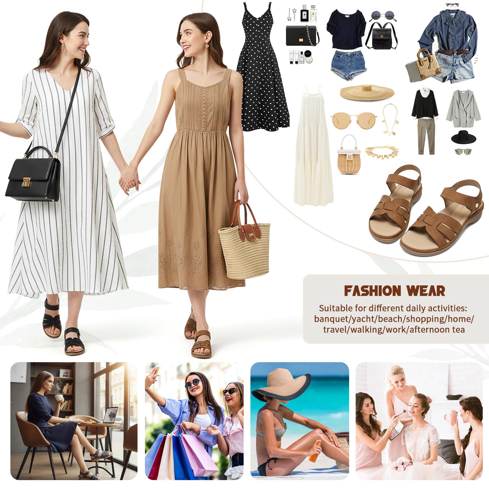 Littleplum Sandalias para mujer, verano, ocio, planas, cómodas, de verano