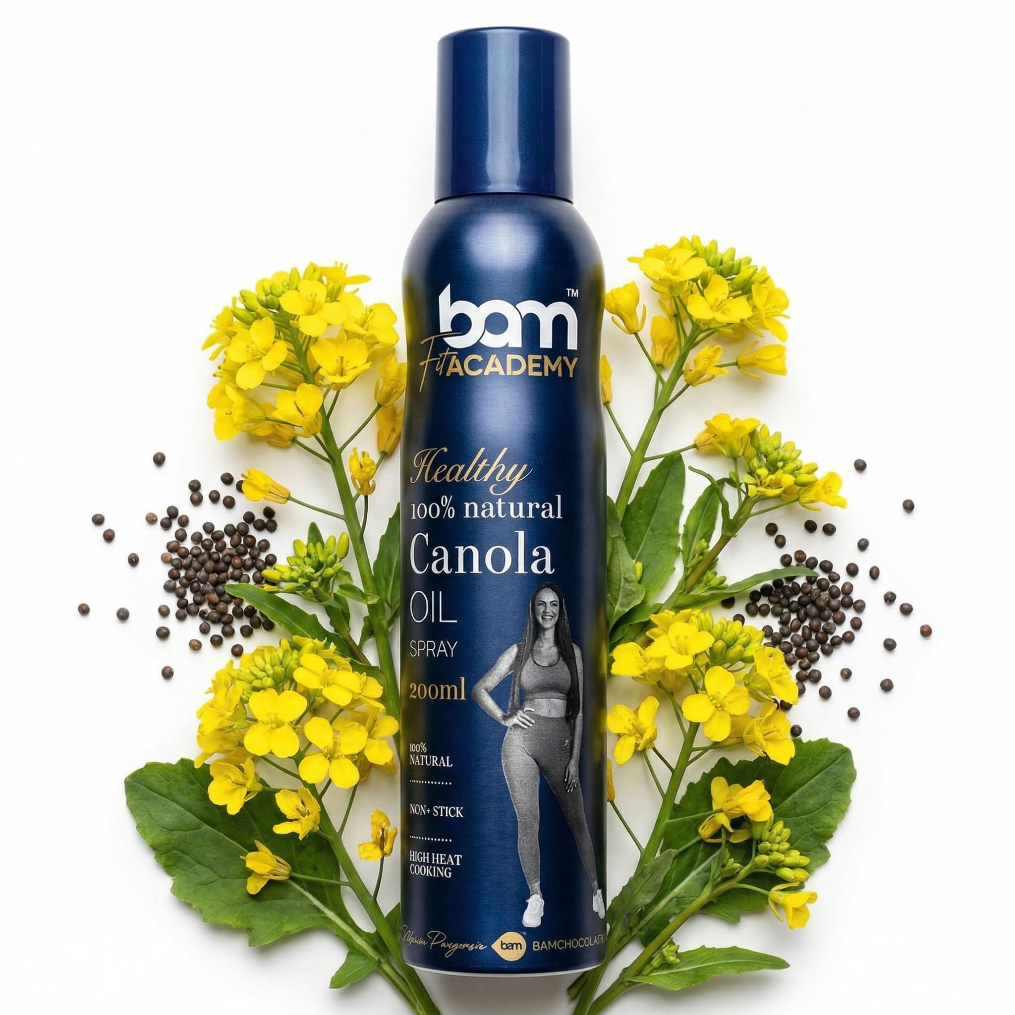 BAM Aceite de canola en spray, Aceite natural 100% en spray para cocinar, Para cocinar y freír de forma saludable, 200 ml