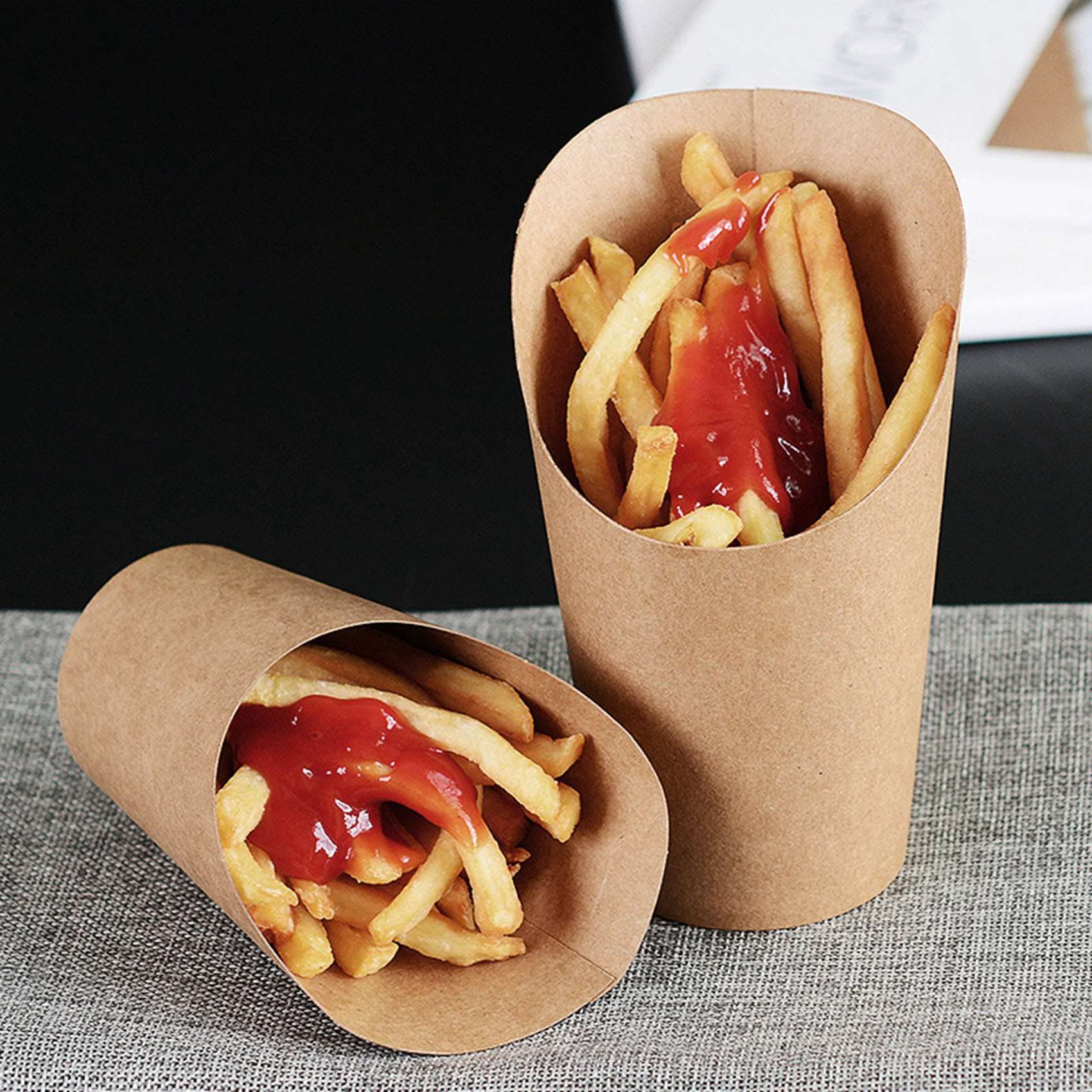 Bicchieri di carta kraft usa e getta per cottura, 300 ml, 500 pezzi, ideali per torte, bignè, patatine fritte e snack, sicuri per alimenti, resistenti al grasso, design ecologico