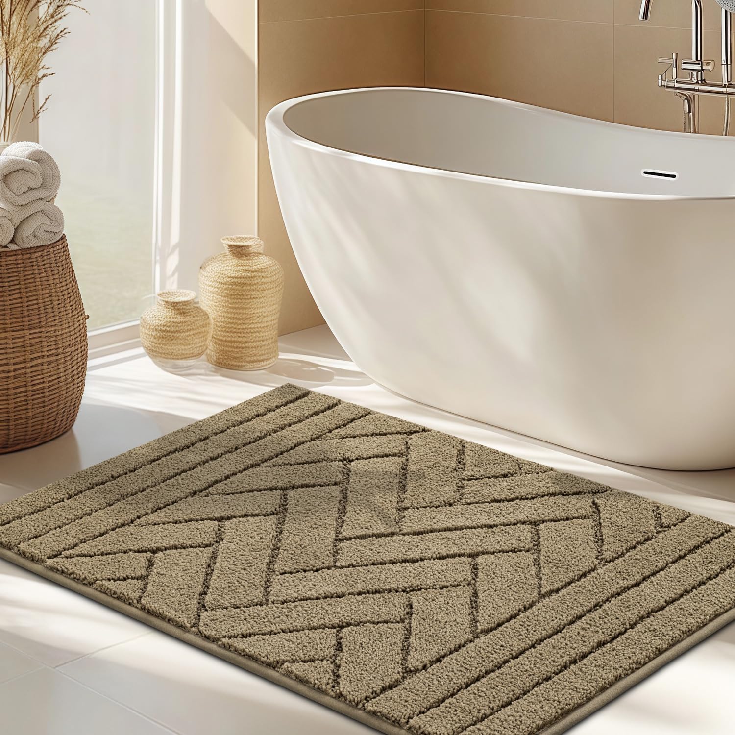 Biscpro Badteppich rutschfeste,Weich Badezimmerteppich Wasserabsorbierend Badematte Waschbar Badvorleger für Dusche,Toilette 50x80cm