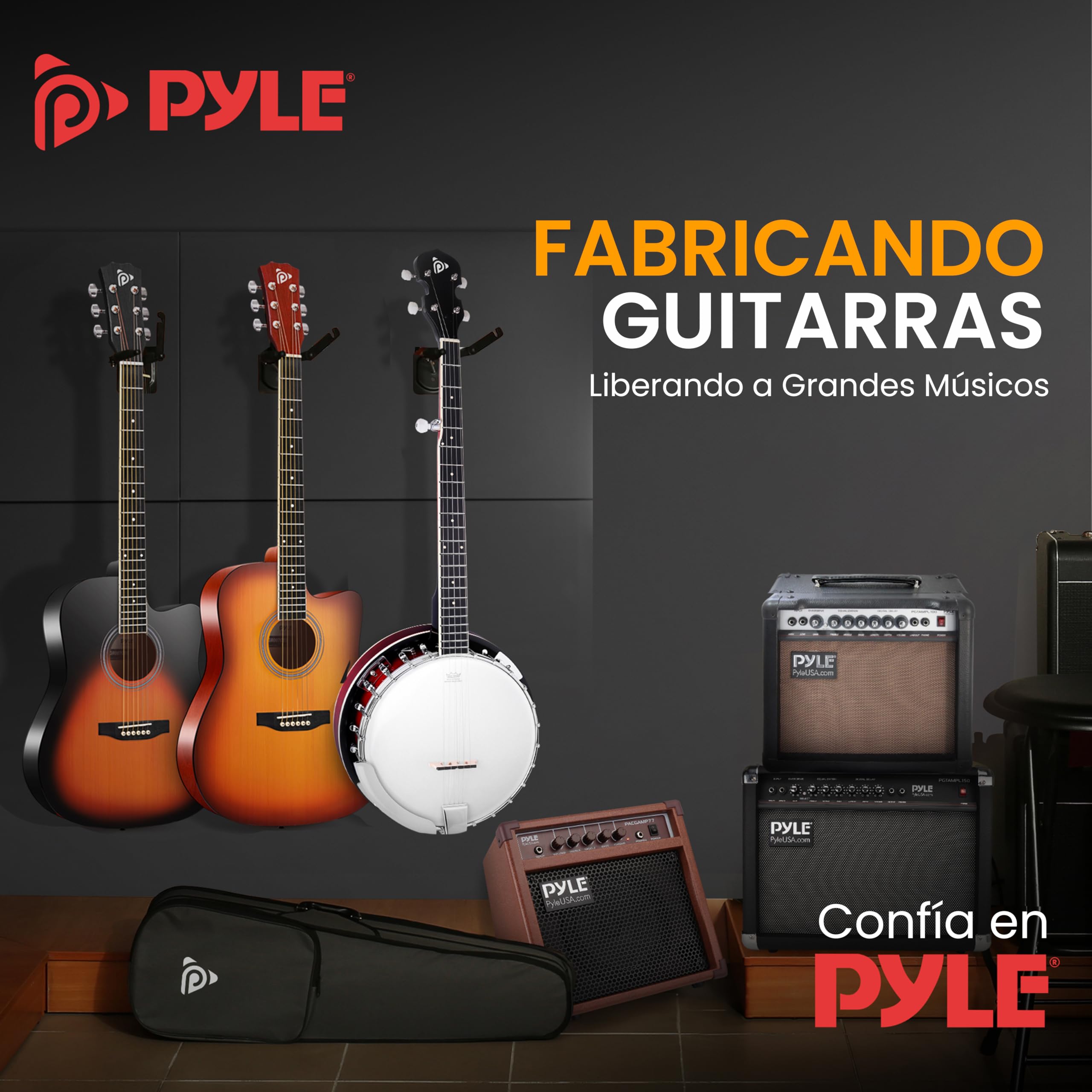 Pyle Banjolele- 5 Saiten, Banjo Kit Instrument, Banjolele Set Inkl. digitalem Stimmgerät, Saiten, Plektren, Gurt, Gig Bag & Werkzeugset, Musikinstrument für Folk, Country & Bluegrass, 99cm