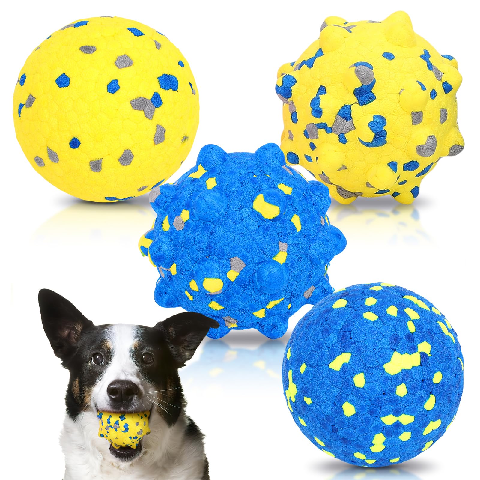 Dog Balls for Aggressive Chewers 4PCS Etpu Dog Toy Ball Tennis Balls for Dogs Aggressive Chewers Indestructible Chew