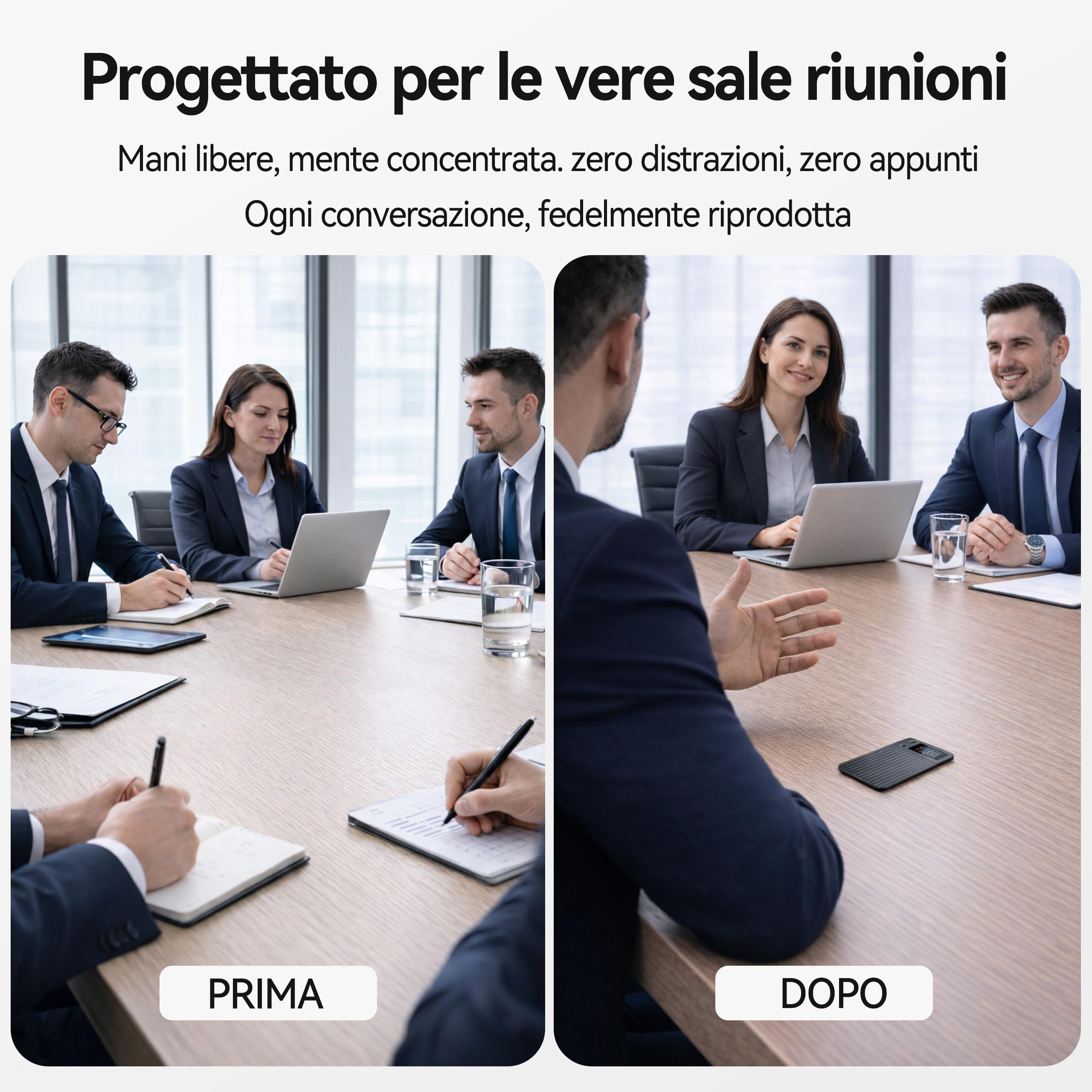 Registratore Vocale AI con Trascrizione e Riassunti AI Avanzati, 1200 Minuti al Mese, Audio HD, con Custodia, per Riunioni di Lavoro, Lezioni e Chiamate, Regalo per Professionisti e Studenti