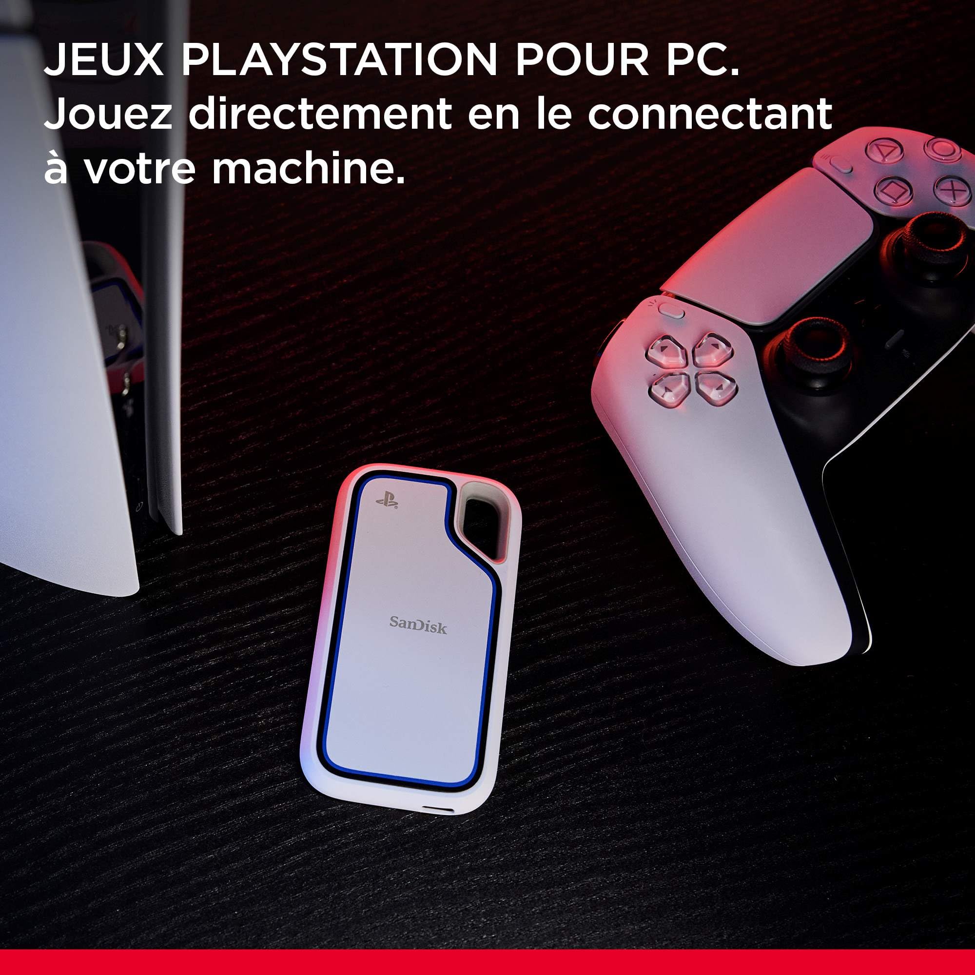 SanDisk Extreme Portable Disque SSD pour Console PlayStation 5 et PC 2 to, Vitesse de Lecture jusqu'à 1000 Mo/s, IP65 résistance, Protection Contre Les Chutes, Un essai d’Un Mois pour Discord Nitro