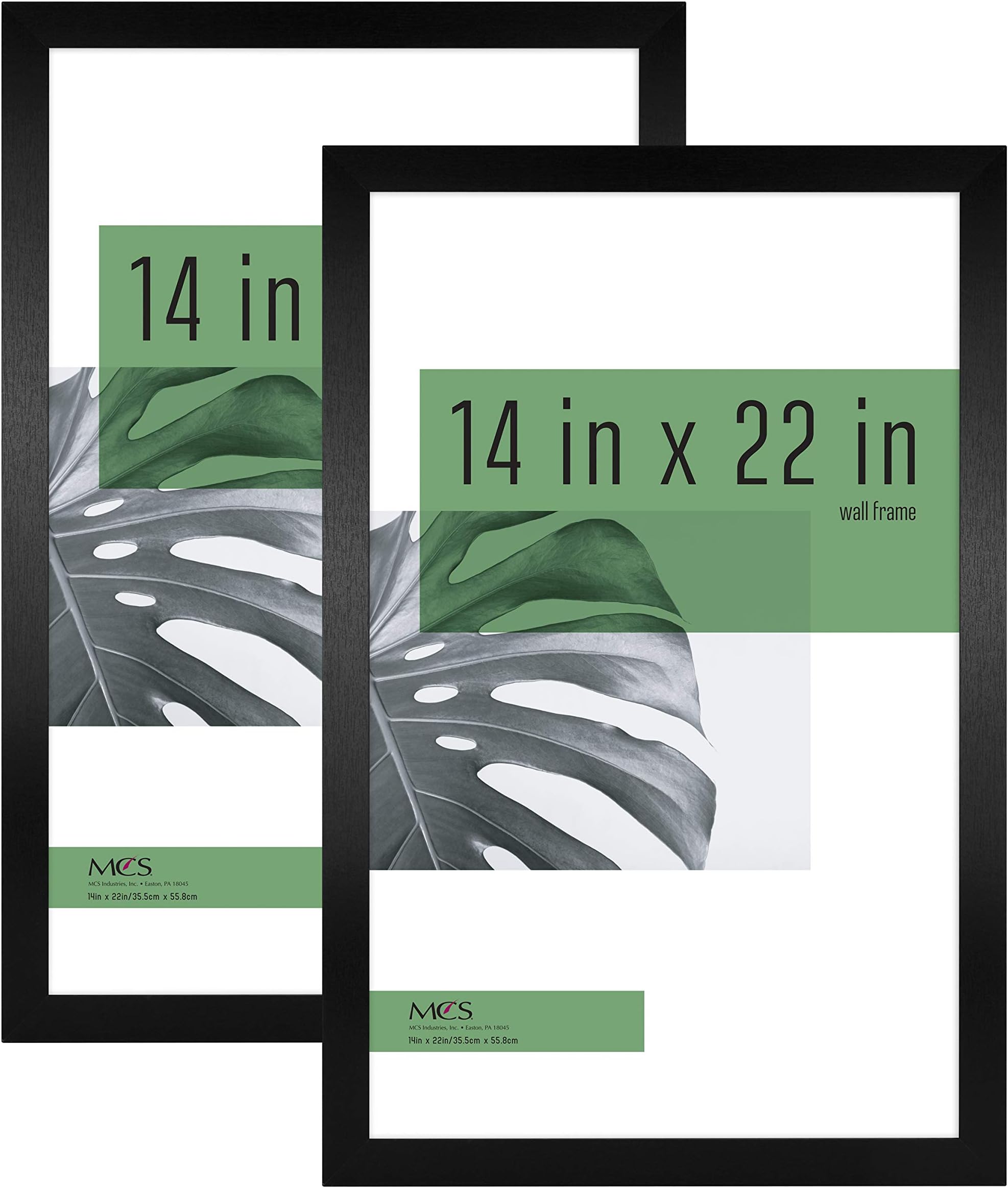 MCS Studio Gallery 14x22 Poster Frame Black Woodgrain Engineered Wood, Vertical & Horizontal Wall Hanging Large Picture Frame for Photos, Posters & Art Prints (2-Pack)
