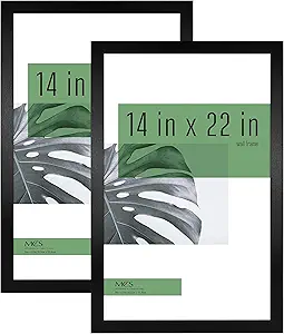 MCS Studio Gallery 14x22 Poster Frame Black Woodgrain, Vertical & Horizontal Wall Hanging Large Picture Frame for Photos, Posters & Art Prints (2-Pack)