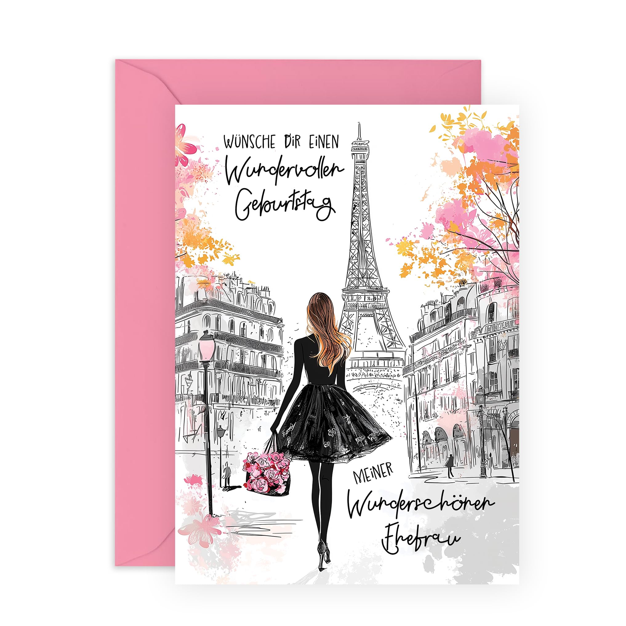 Central 23 Birthday Card Wife Paris Eiffel Tower Beautiful Gift Idea Partner Love My Wife From Husband Romantic Cute Greeting Card For Her Includes Stickers
