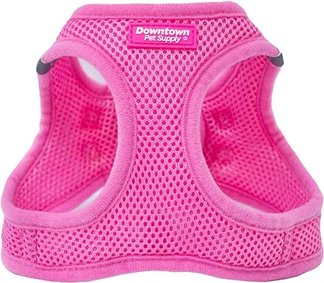 Downtown Pet Supply Step in Dog Harness for Small Dogs No Pull, Medium, Pink - Adjustable Harness with Padded Mesh Fabric and Reflective Trim - Buckle Strap Harness for Dogs